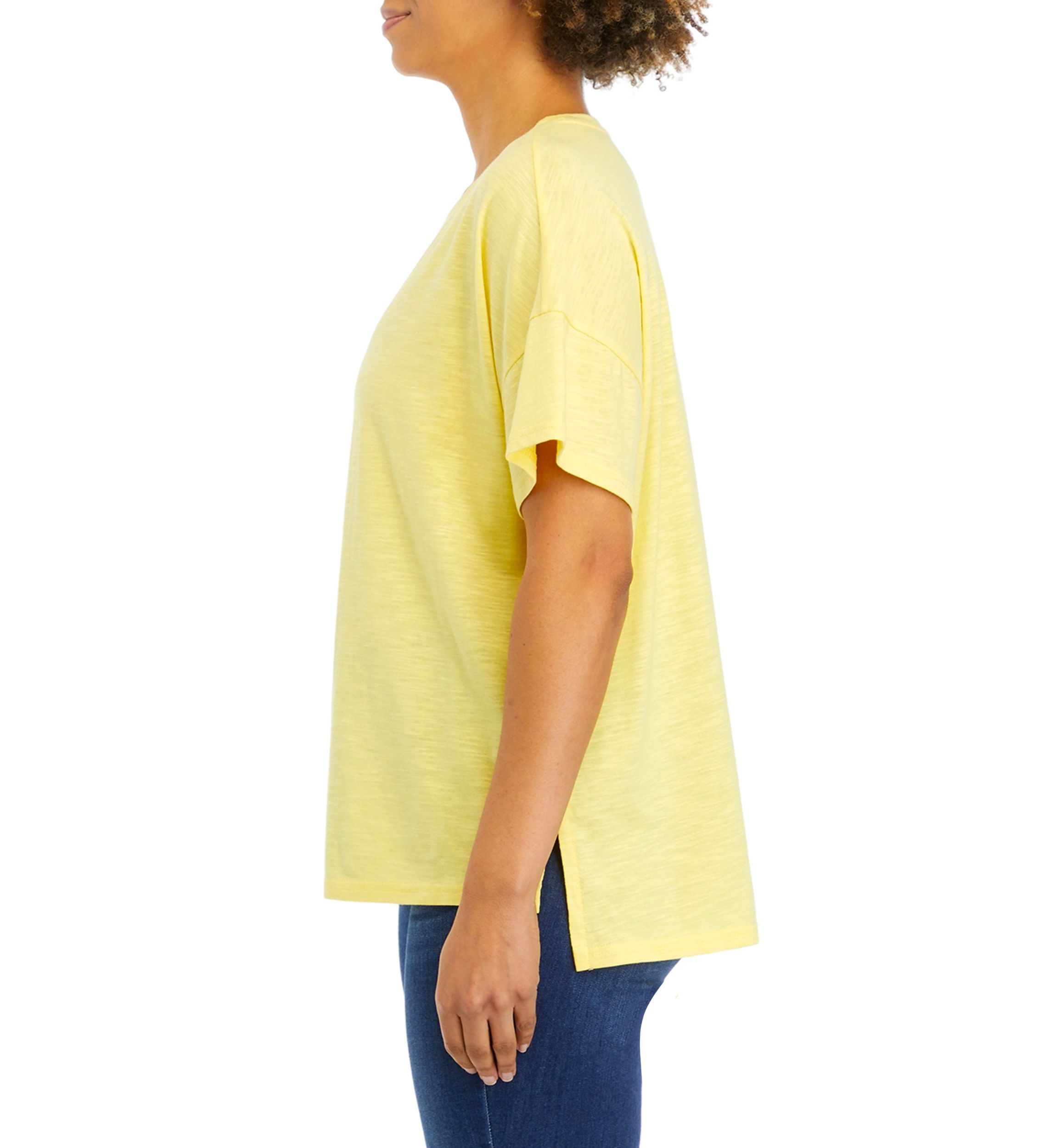 Womens Solid Slub Knit Top