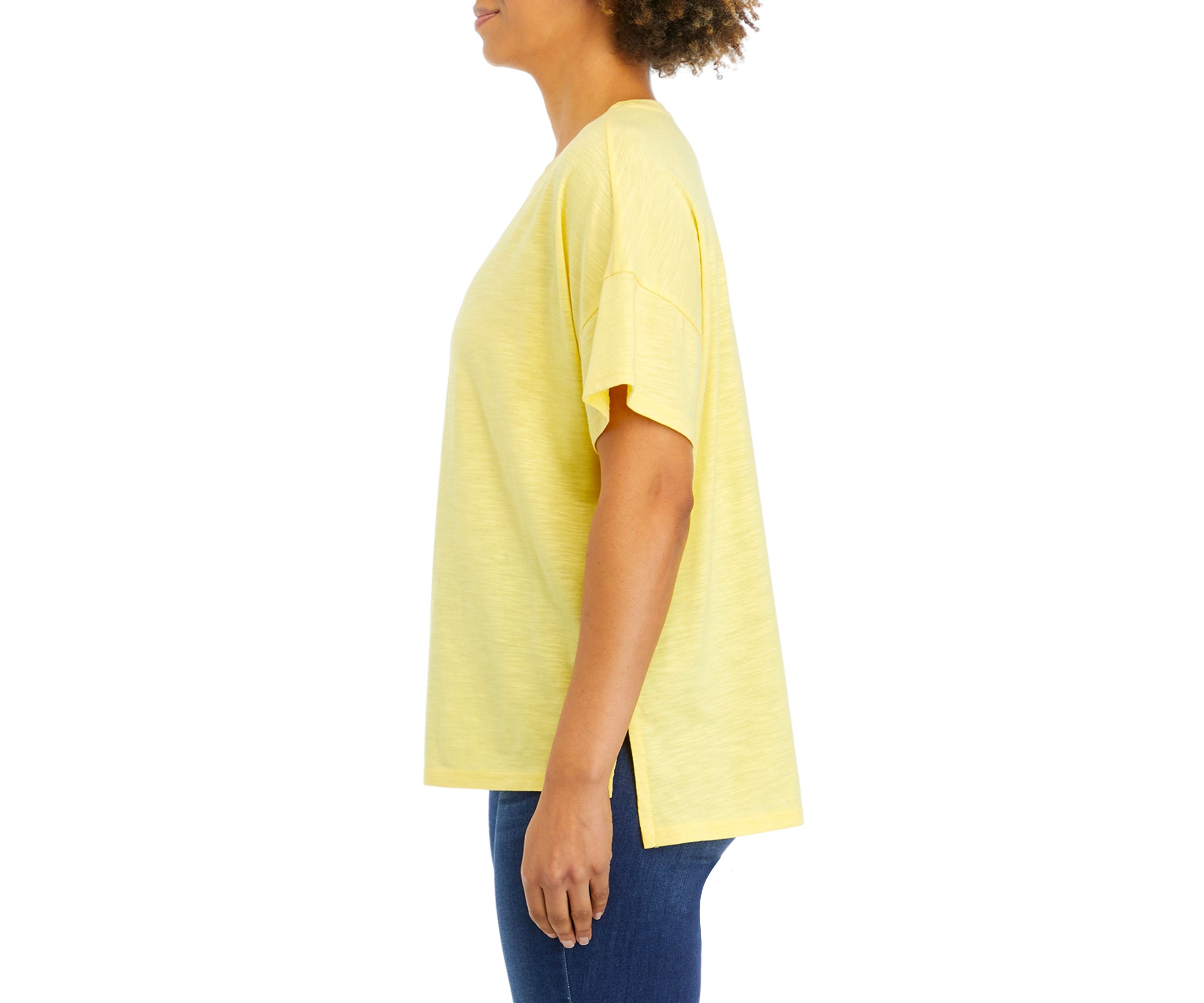 Womens Solid Slub Knit Top