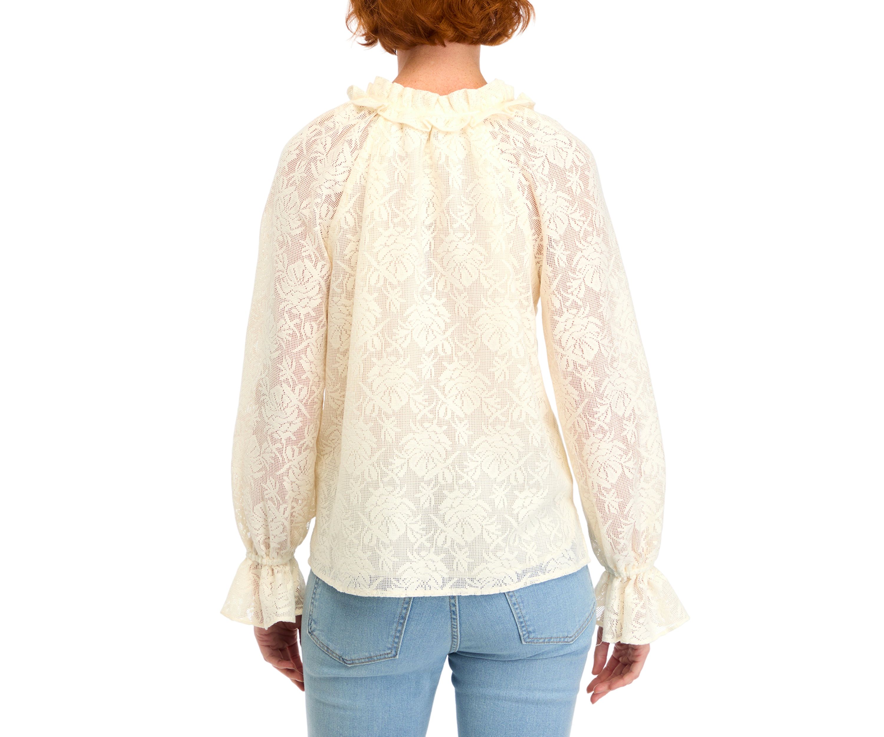 Womens Long Sleeve Crochet Lace Blouse