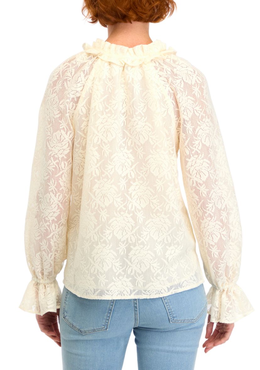 Womens Long Sleeve Crochet Lace Blouse