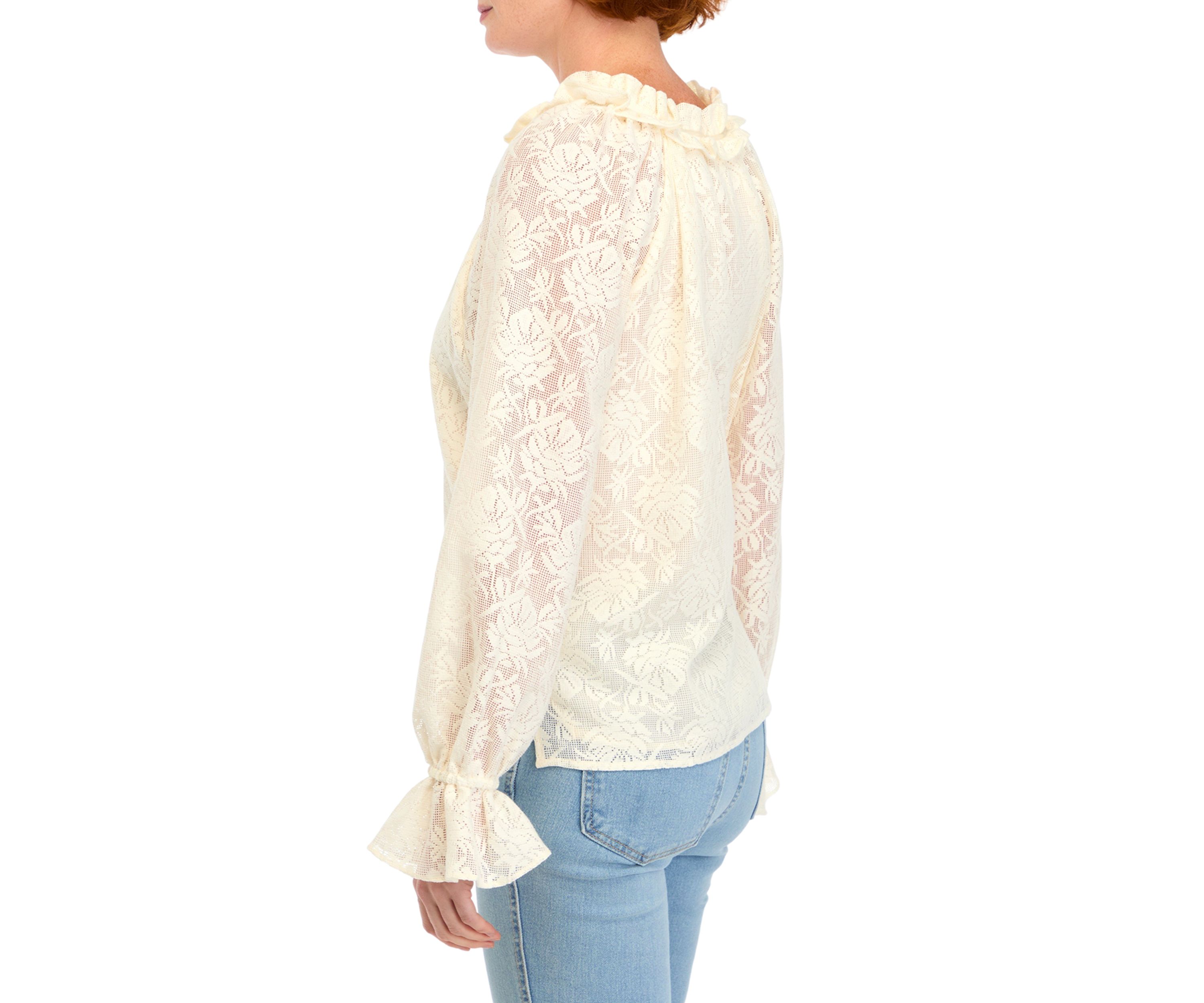 Womens Long Sleeve Crochet Lace Blouse