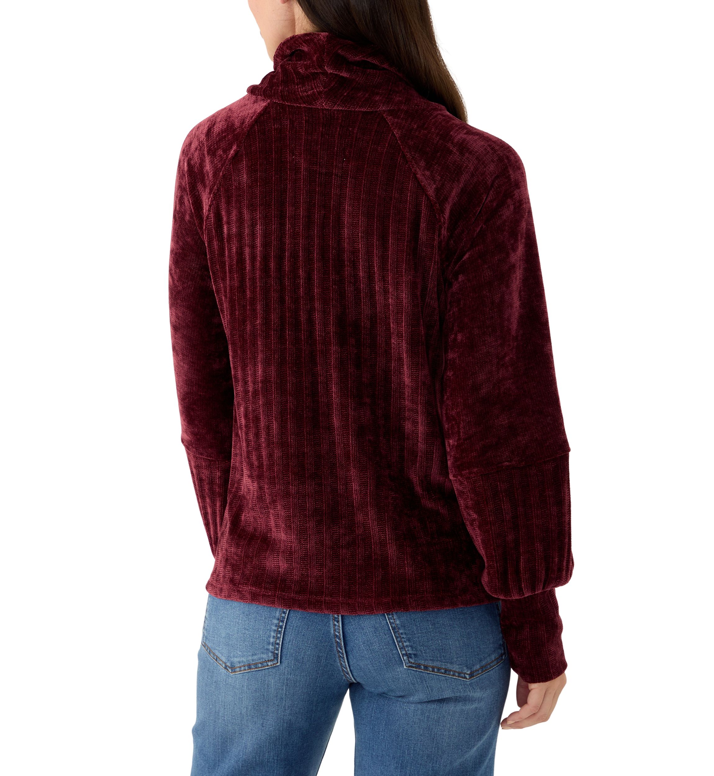 Womens Chenille Turtleneck Top with Side Slits