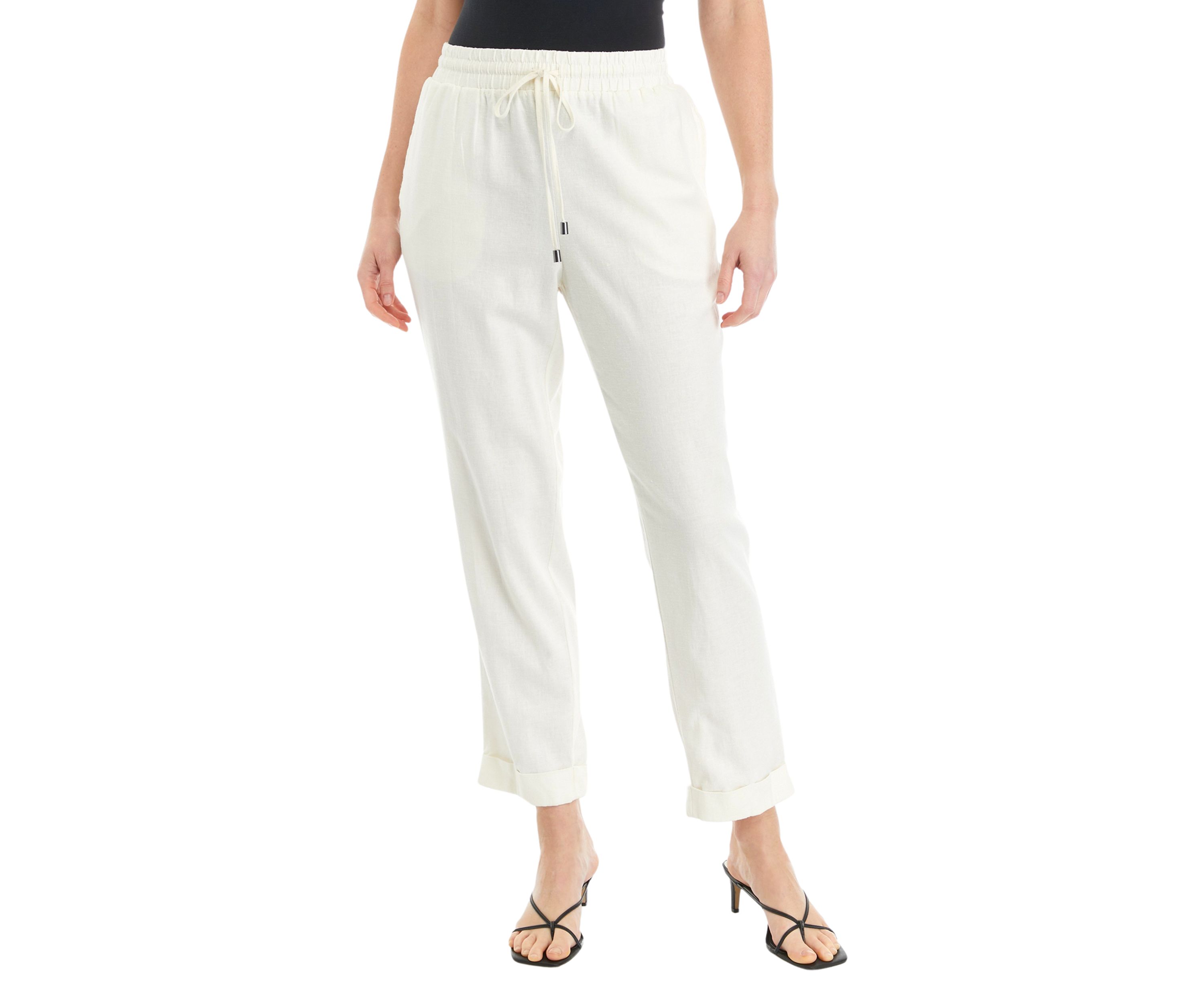 Womens Straight Leg Pants with Wide Band 