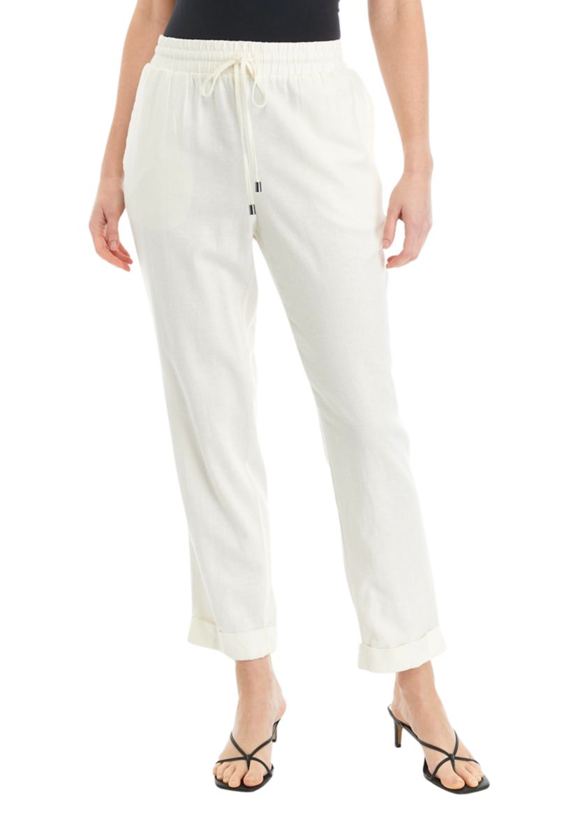Womens Straight Leg Pants with Wide Band 