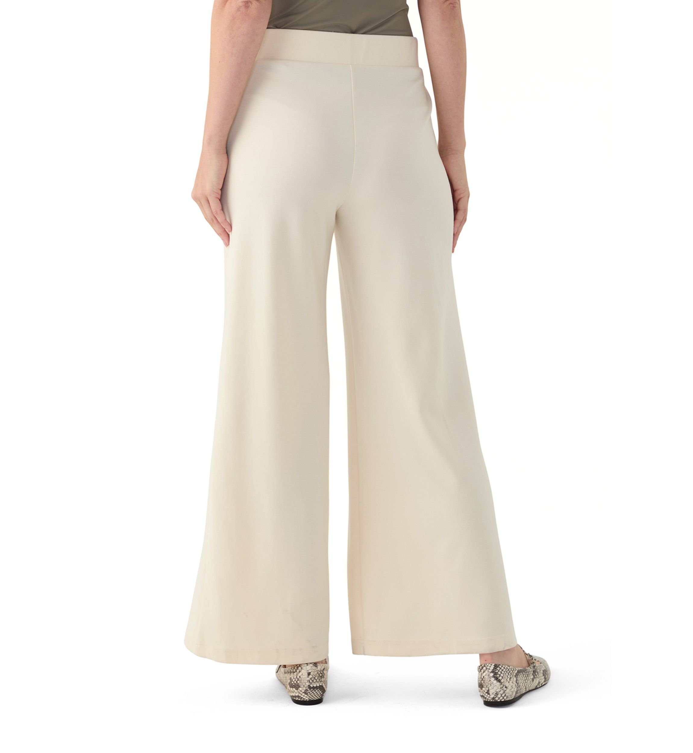 Womens Wide Leg Pants with Patch Pockets 