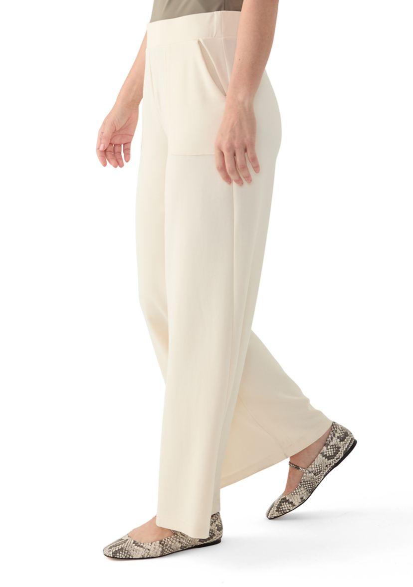 Womens Wide Leg Pants with Patch Pockets 
