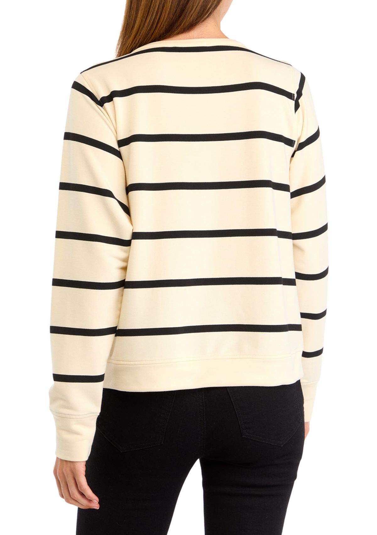 Womens Striped Cropped Pullover T-Shirt with Dolman Sleeves