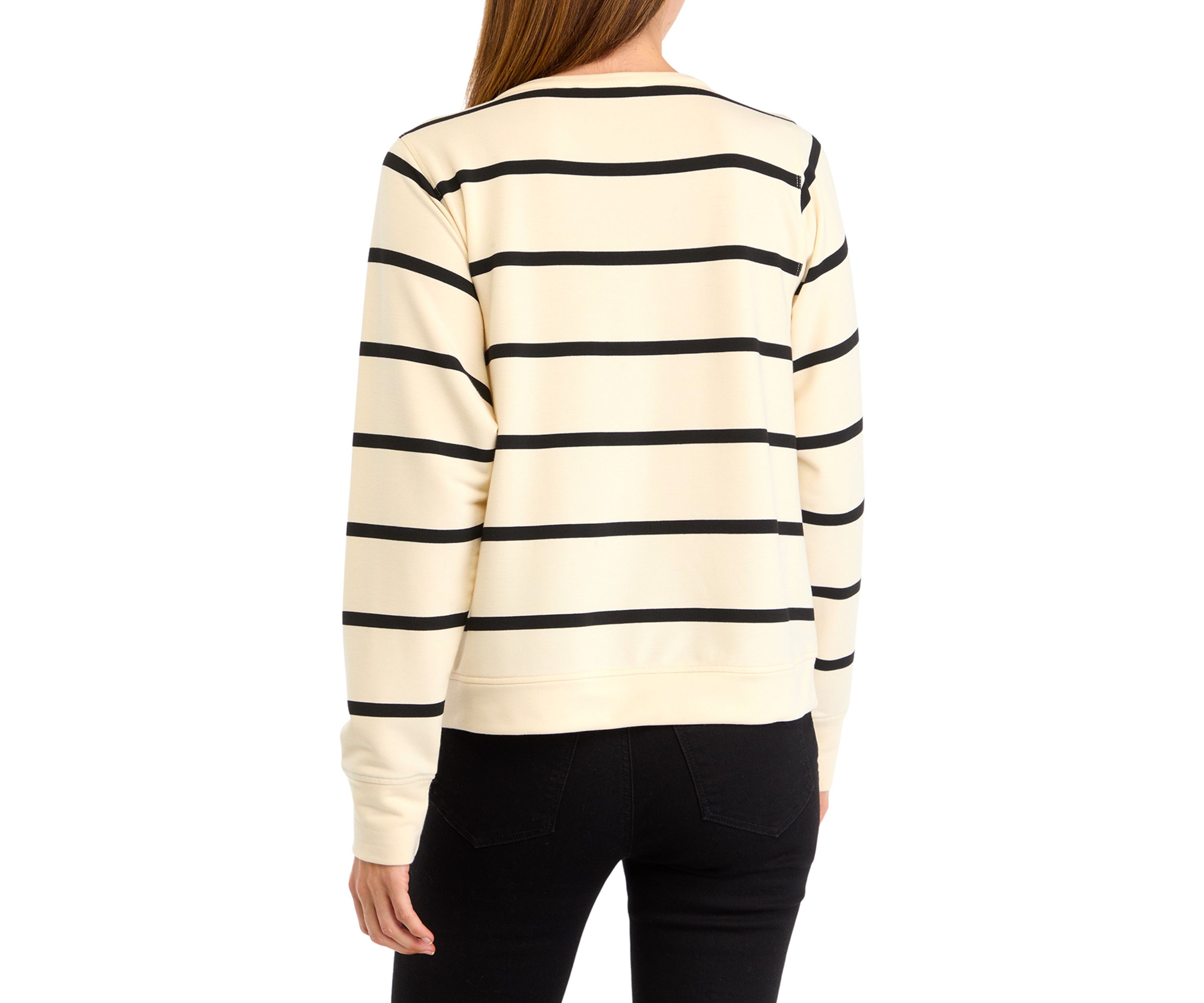 Womens Striped Cropped Pullover T-Shirt with Dolman Sleeves