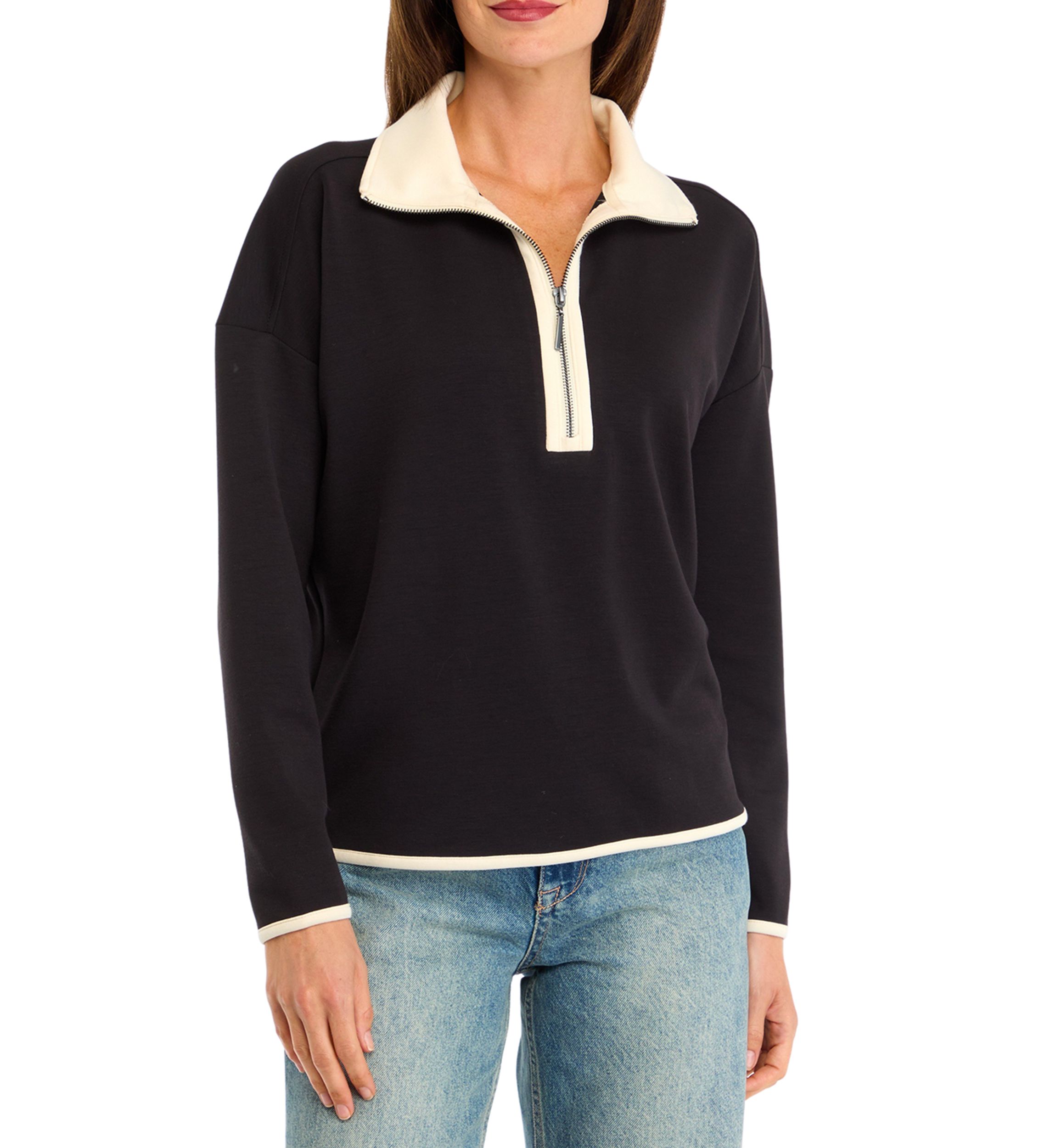 Womens Color Block Half Zip Pullover