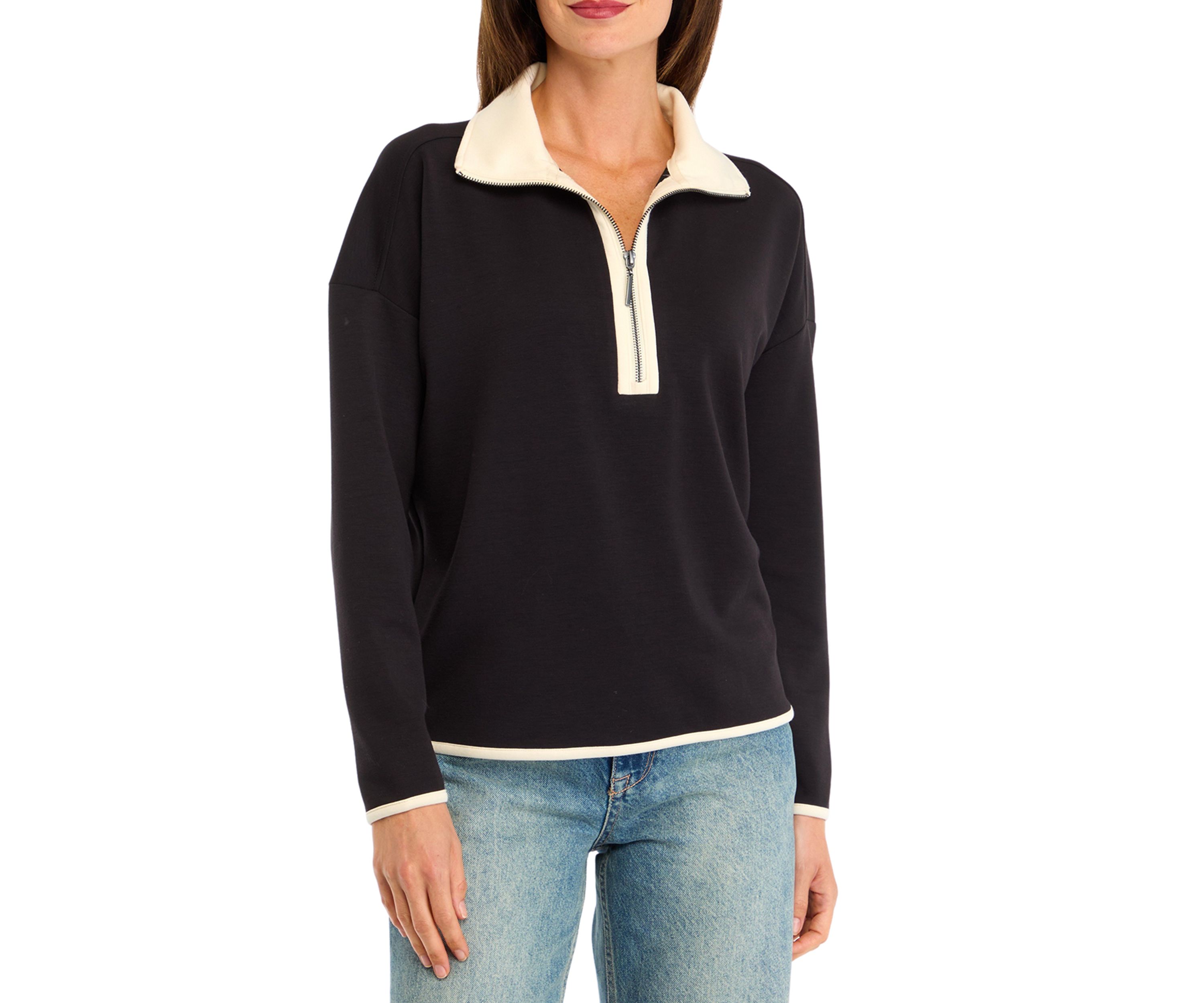 Womens Color Block Half Zip Pullover