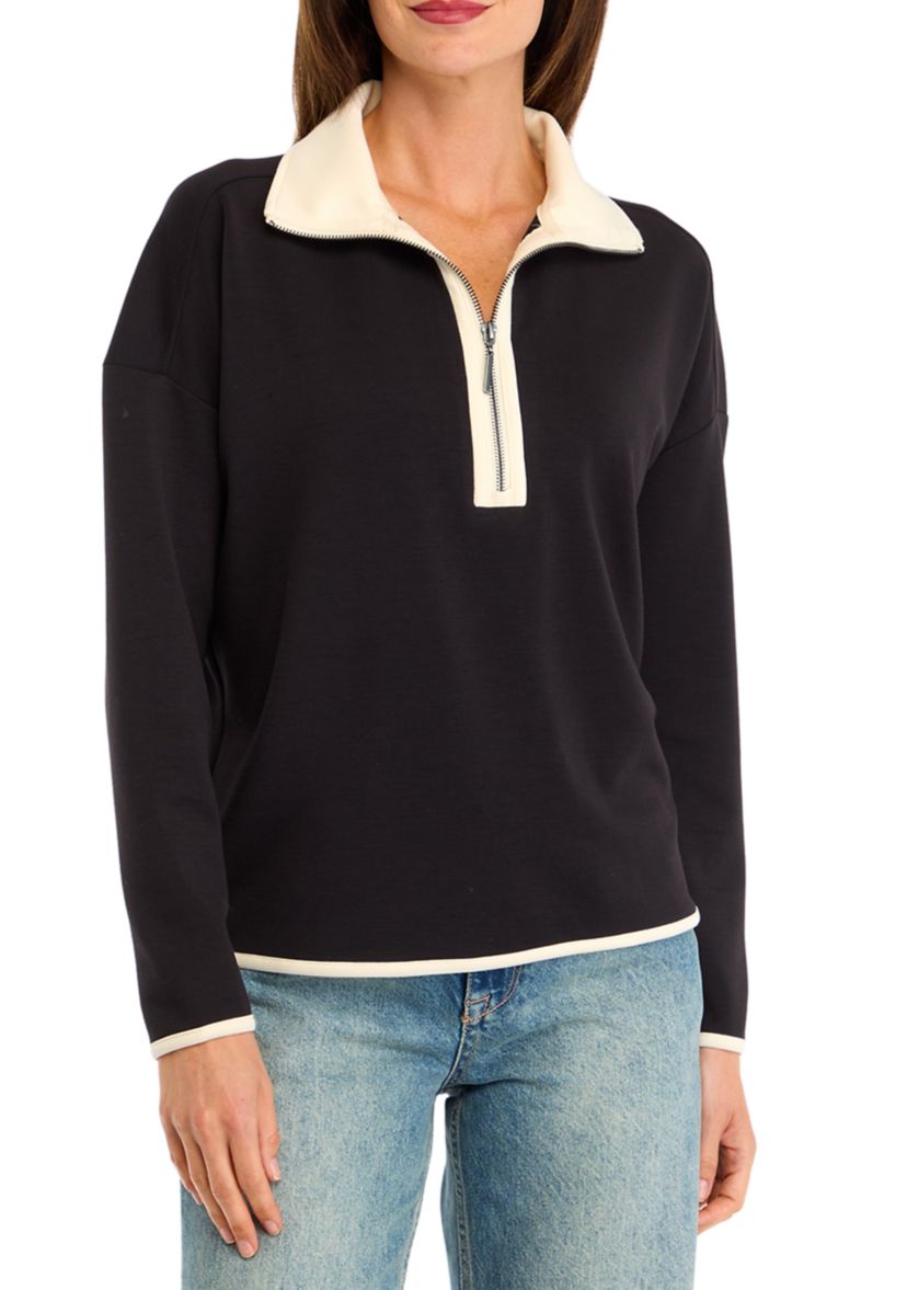 Womens Color Block Half Zip Pullover