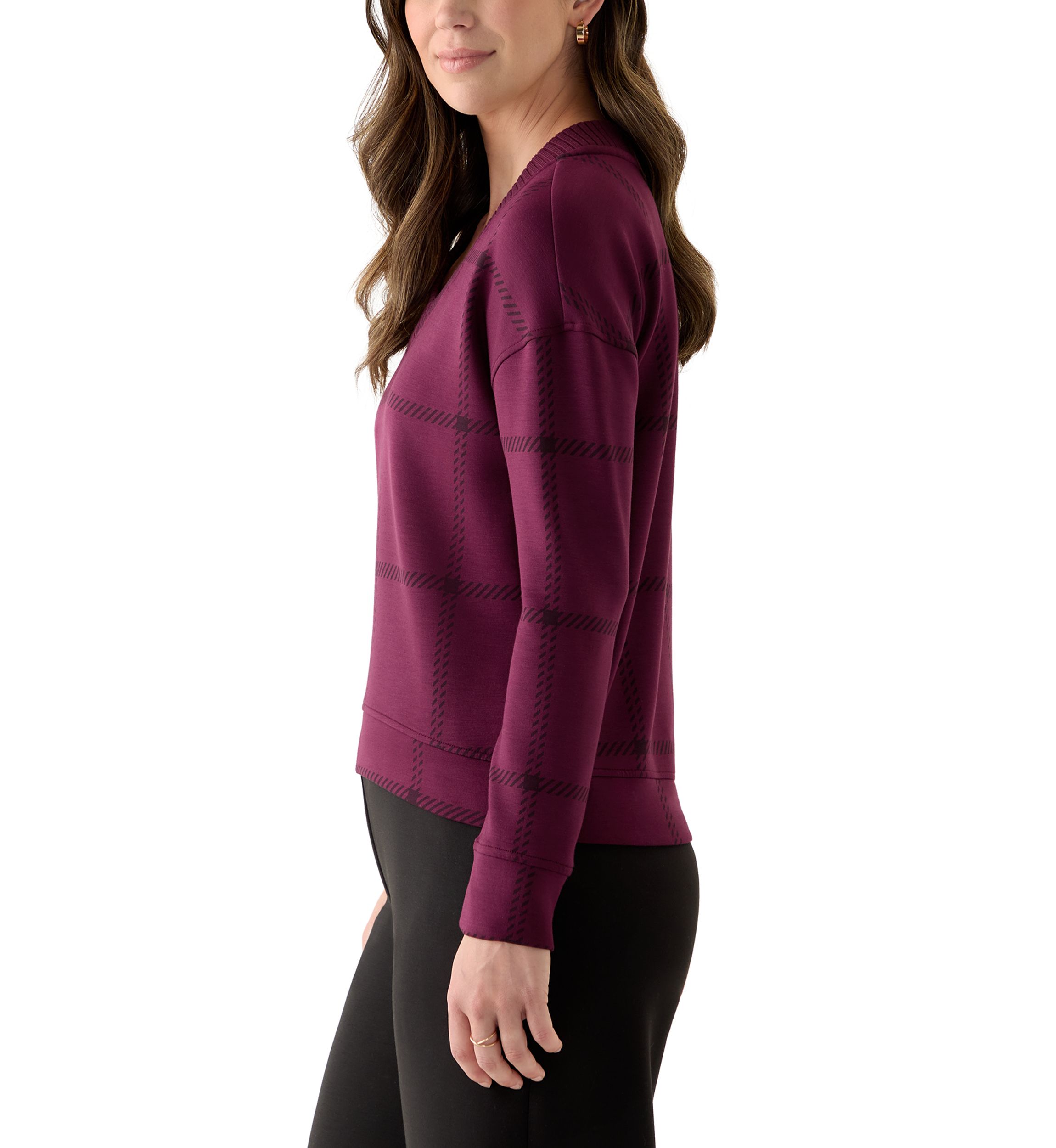 Womens Long Sleeve V-Neck High Low Top