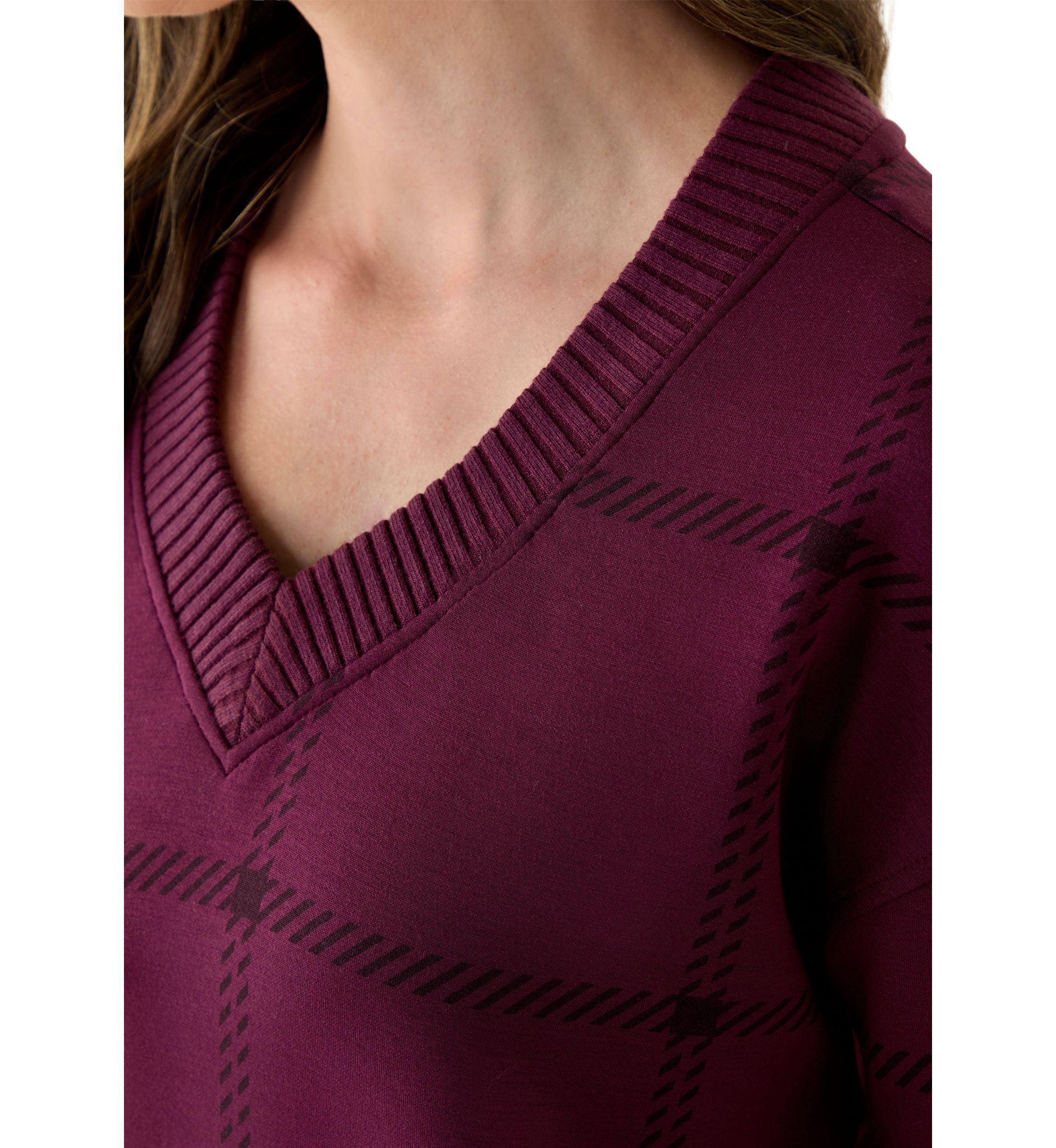 Womens Long Sleeve V-Neck High Low Top