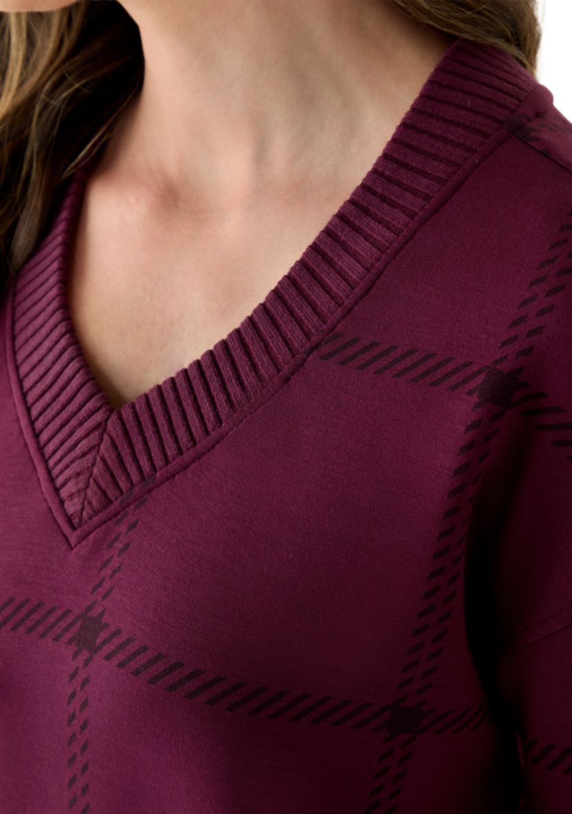 Womens Long Sleeve V-Neck High Low Top