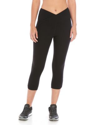 ZELOS Cotton Bottom Cross Over Waist Capris | belk