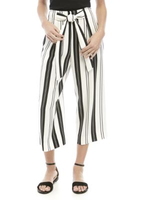 Madison Paper Bag Waist Striped Crop Pants | belk