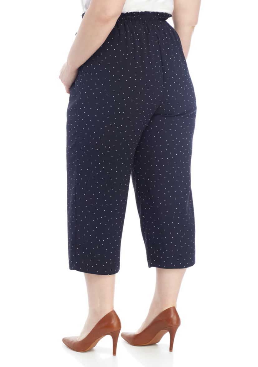 Plus Size Polka Dot Cropped Pants