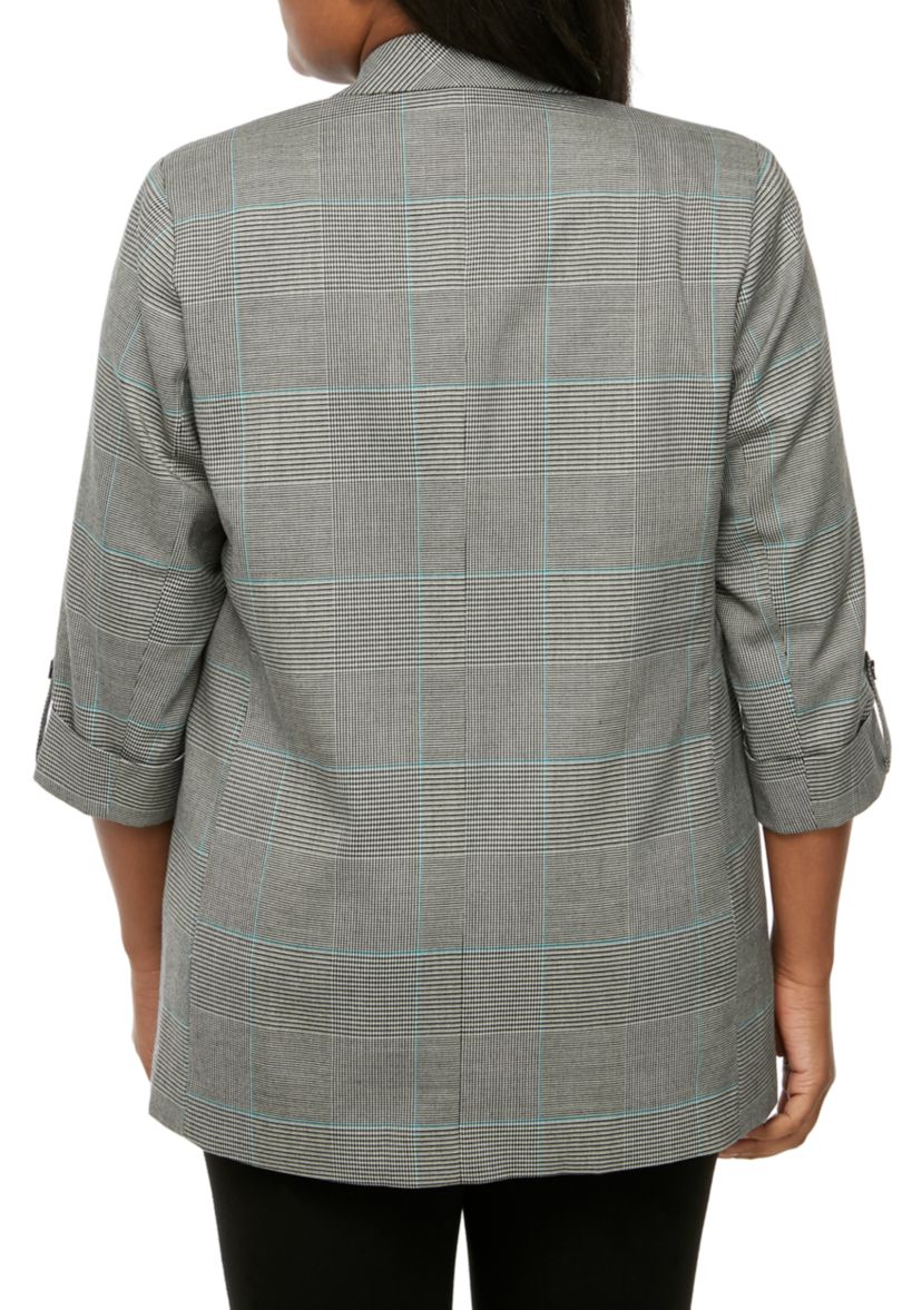 Plus Size Plaid Blazer 