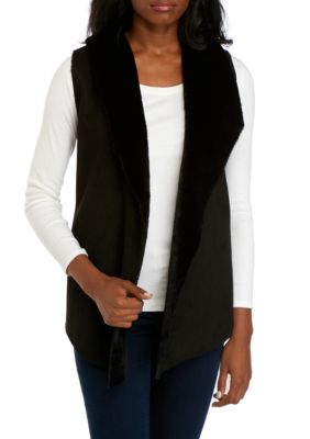 sweater vest with faux fur collar