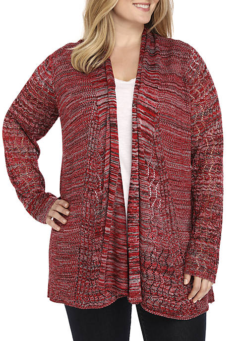 New Directions® Plus Size Cable Knit Marl Cardigan | belk