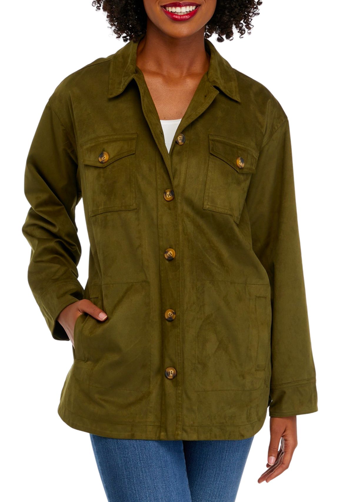 Womens Faux Suede Shacket