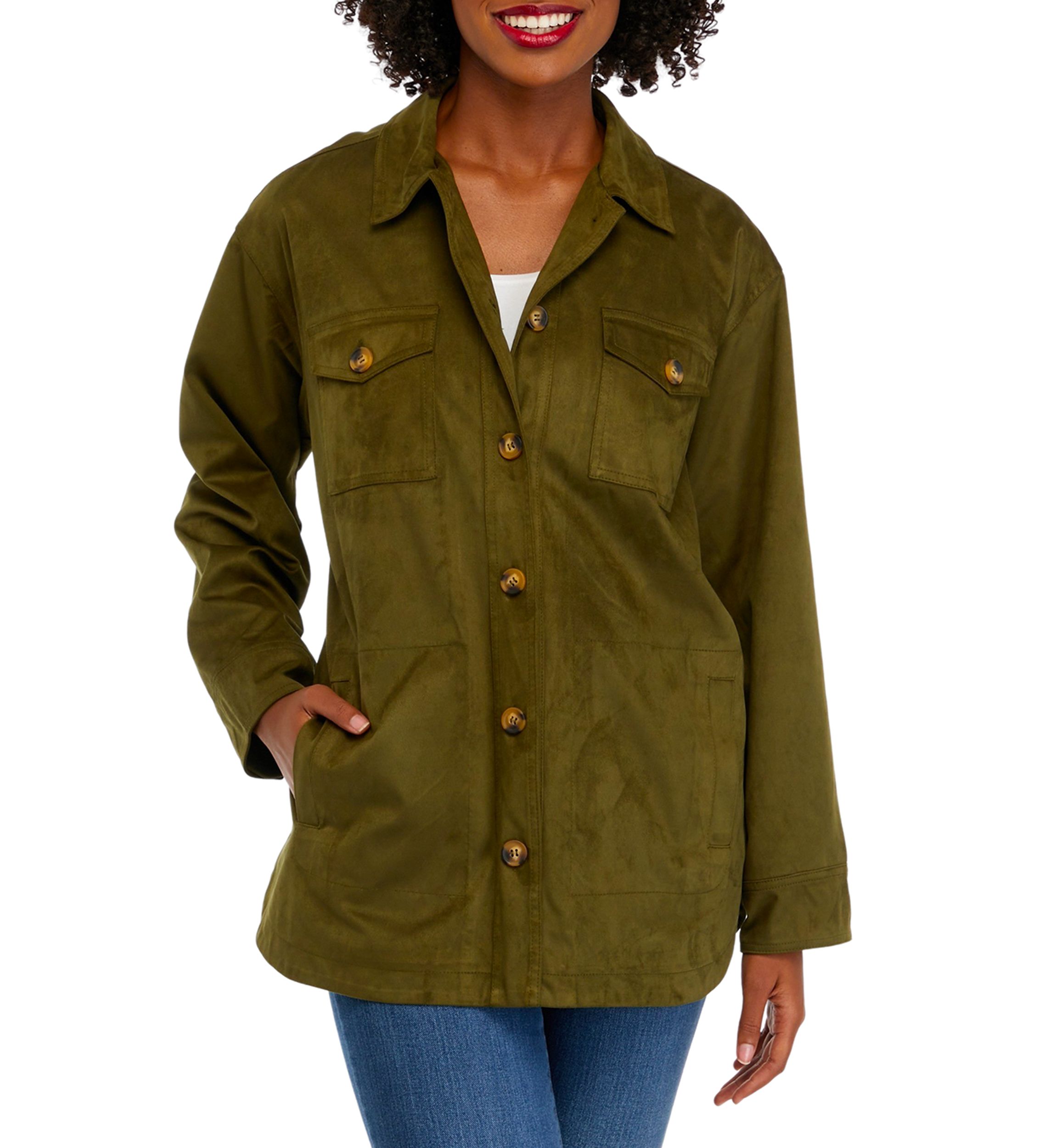Womens Faux Suede Shacket