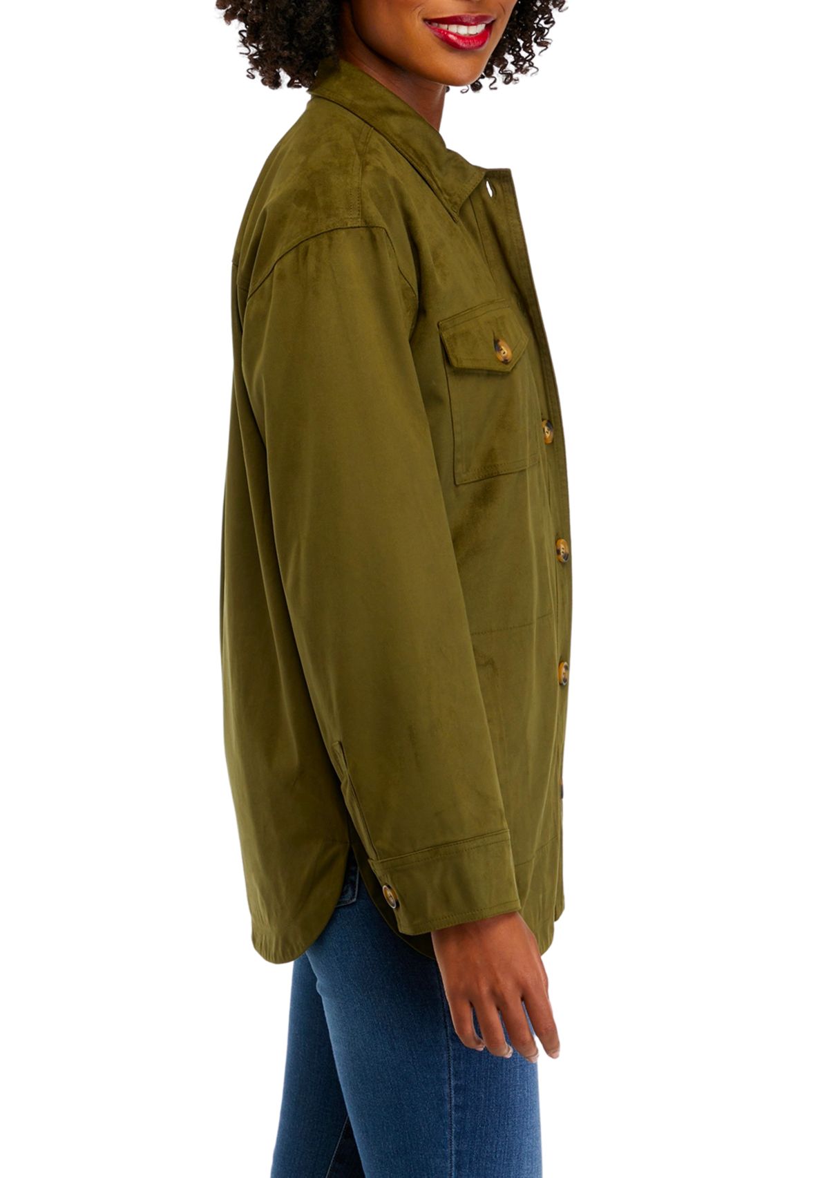 Womens Faux Suede Shacket