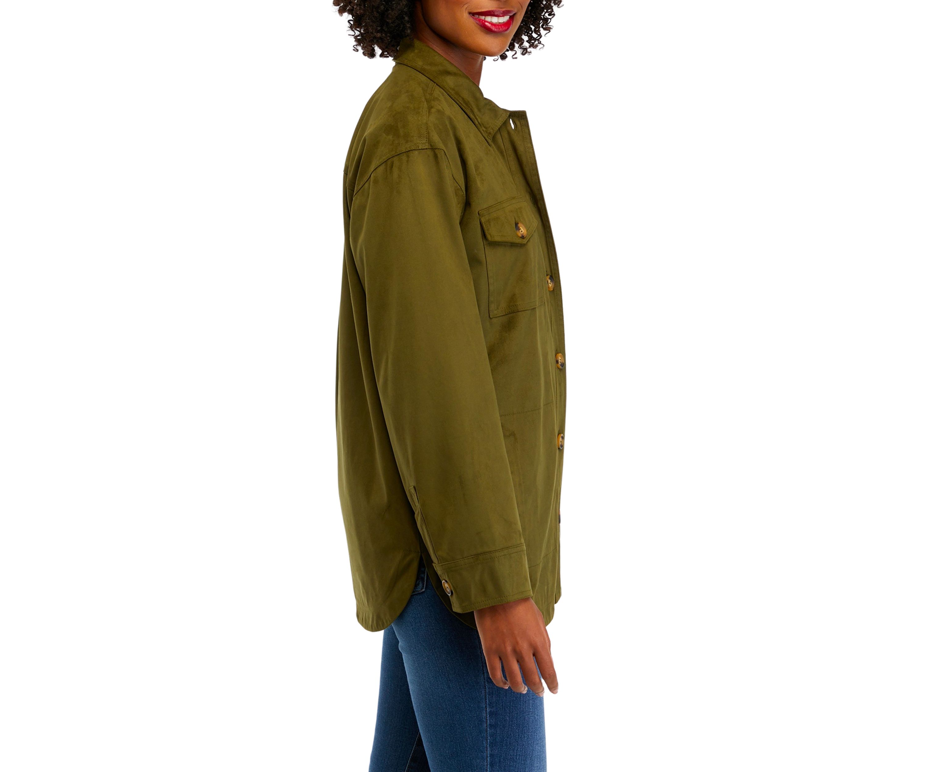 Womens Faux Suede Shacket