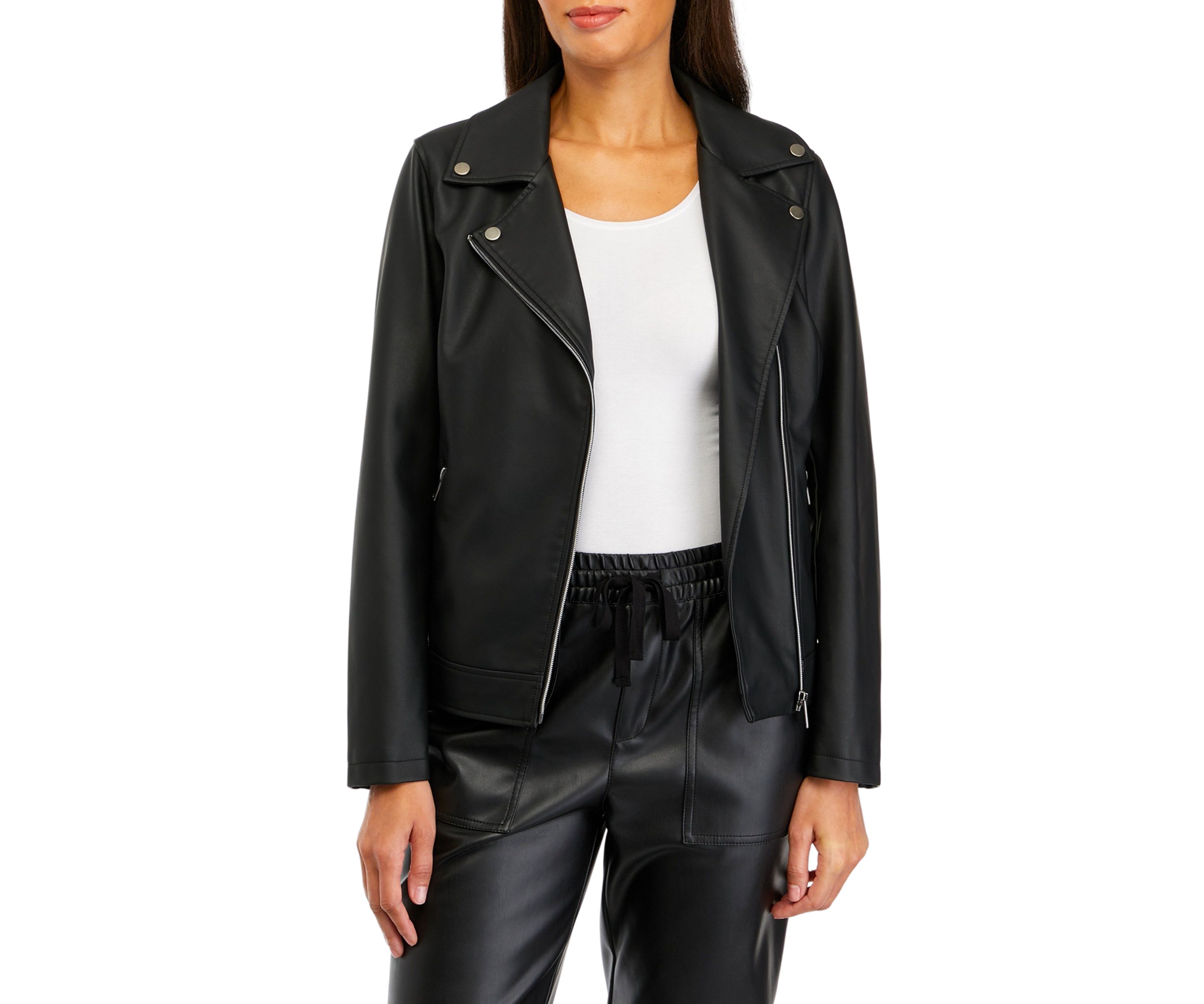 Womens Vegan Leather Moto Jacket