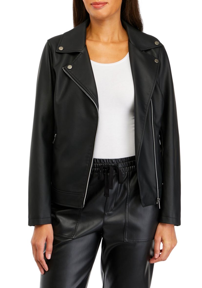 Womens Vegan Leather Moto Jacket