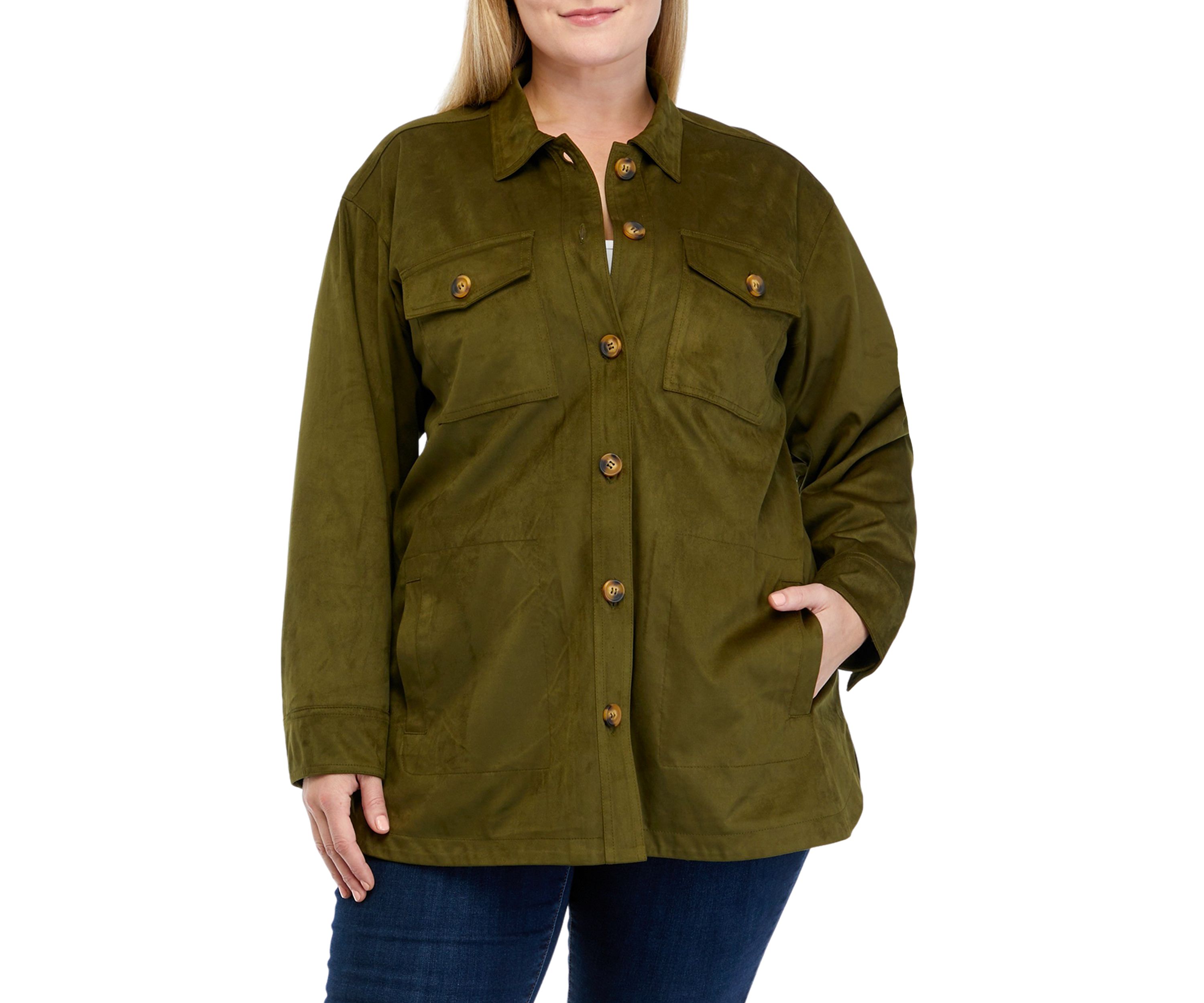 Plus Size Faux Suede Shacket 