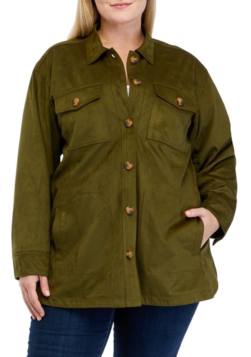 Plus Size Faux Suede Shacket 