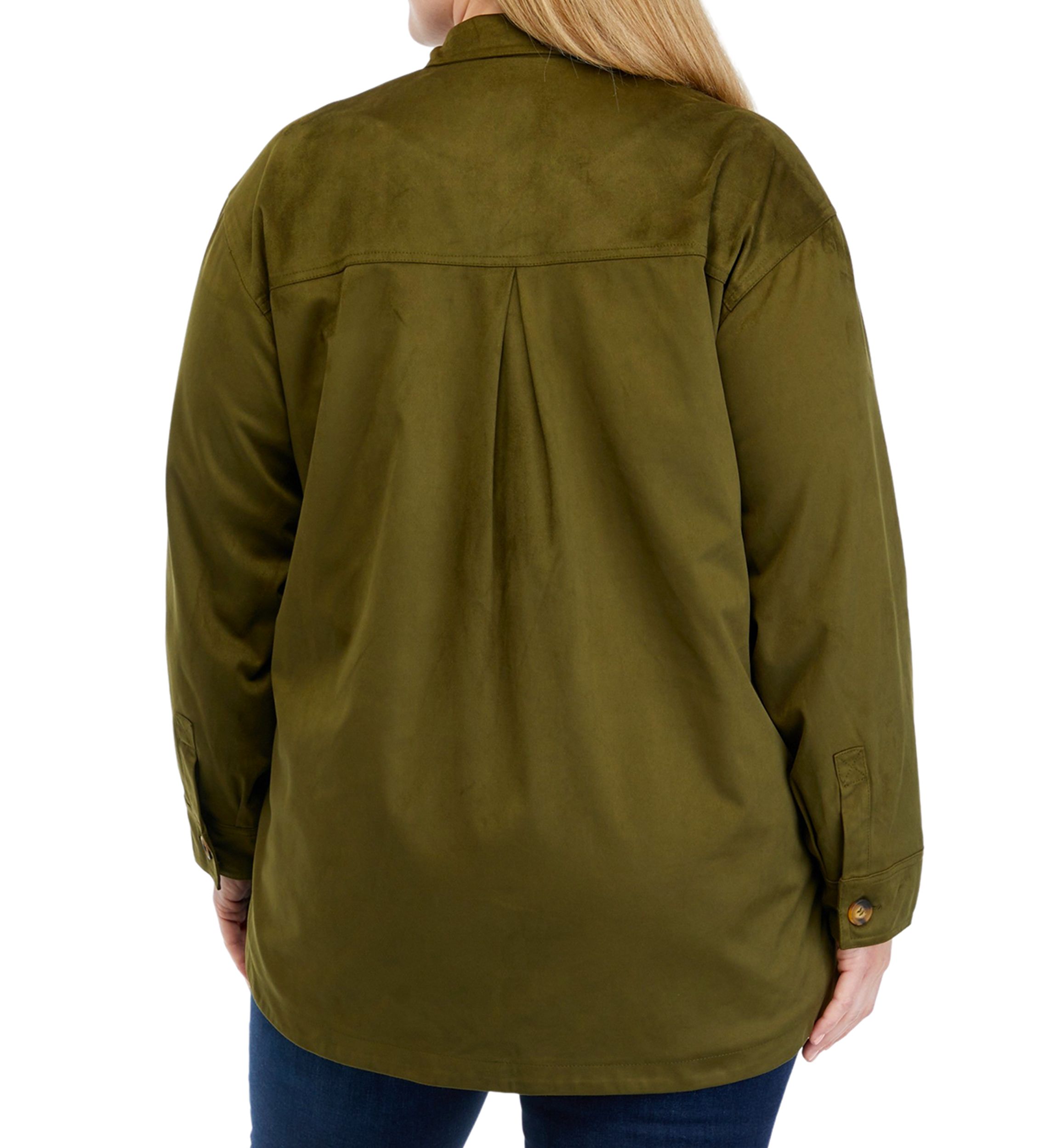 Plus Size Faux Suede Shacket 