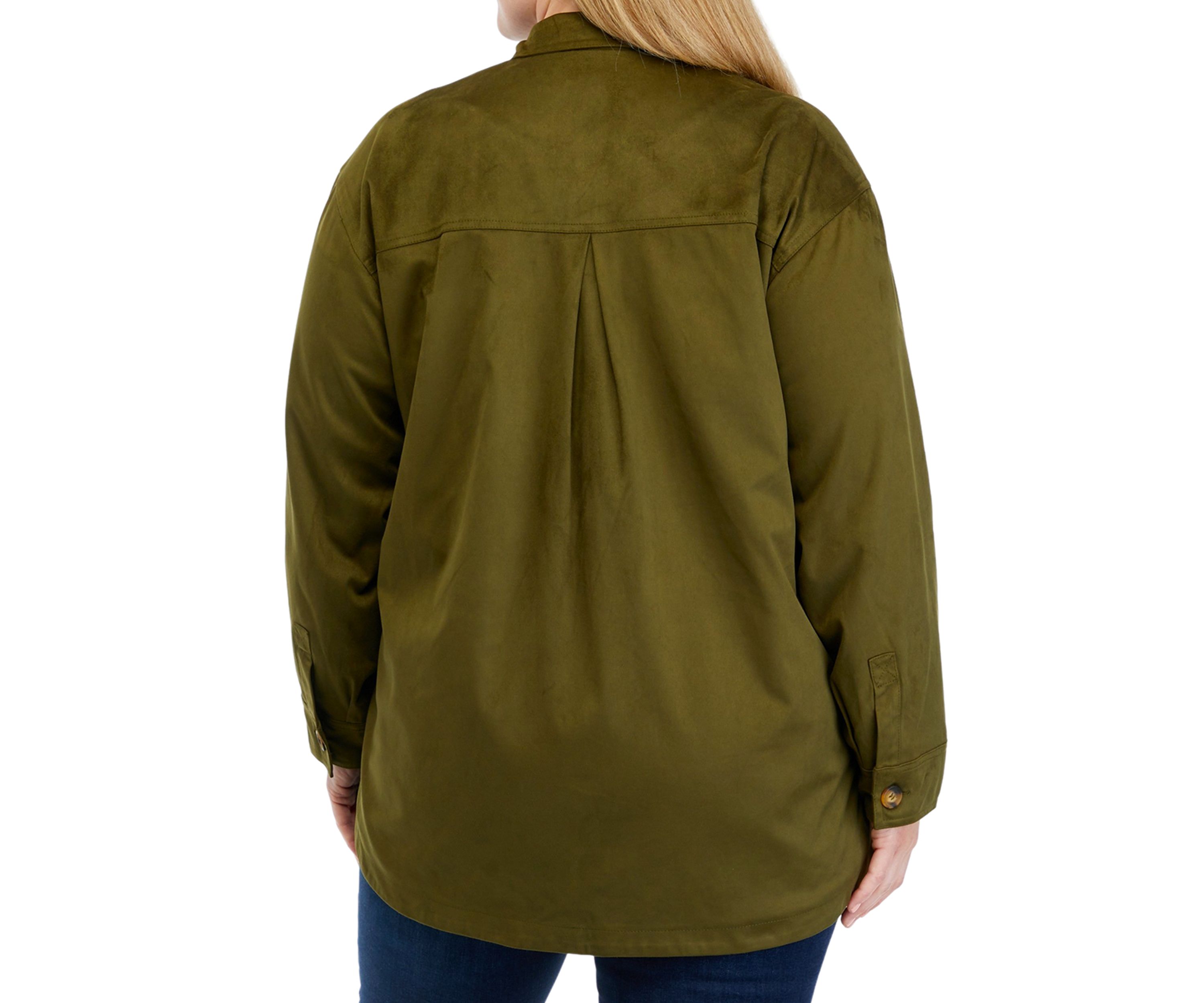 Plus Size Faux Suede Shacket 