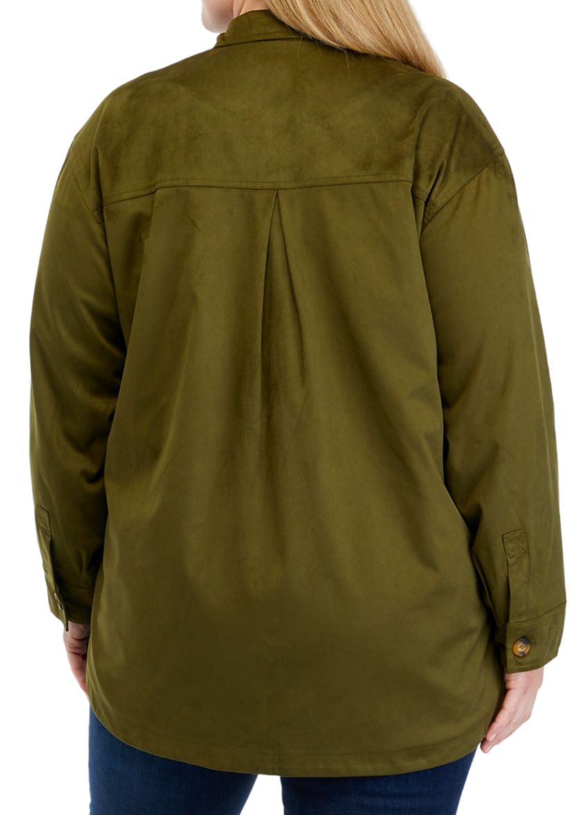 Plus Size Faux Suede Shacket 