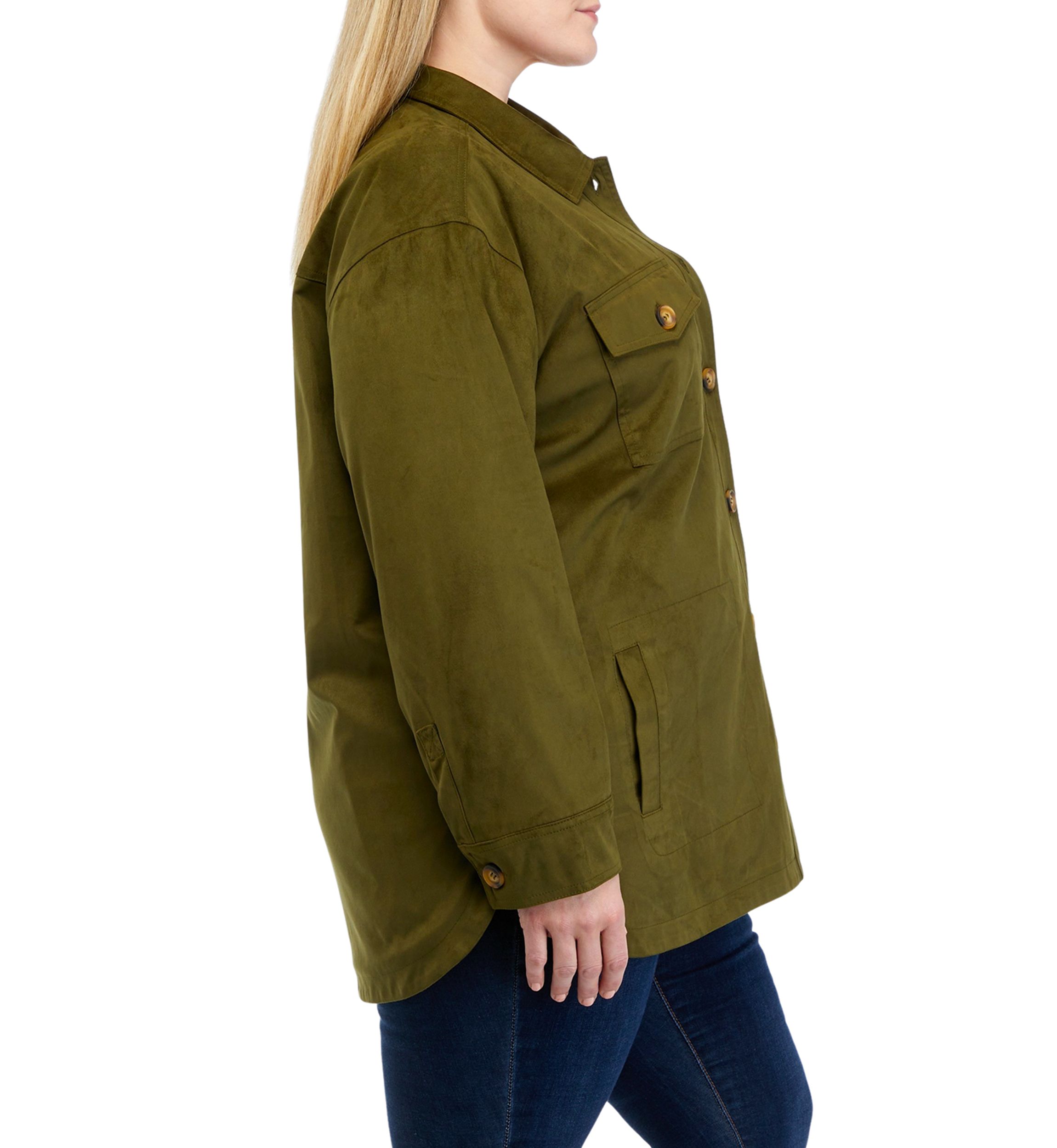 Plus Size Faux Suede Shacket 
