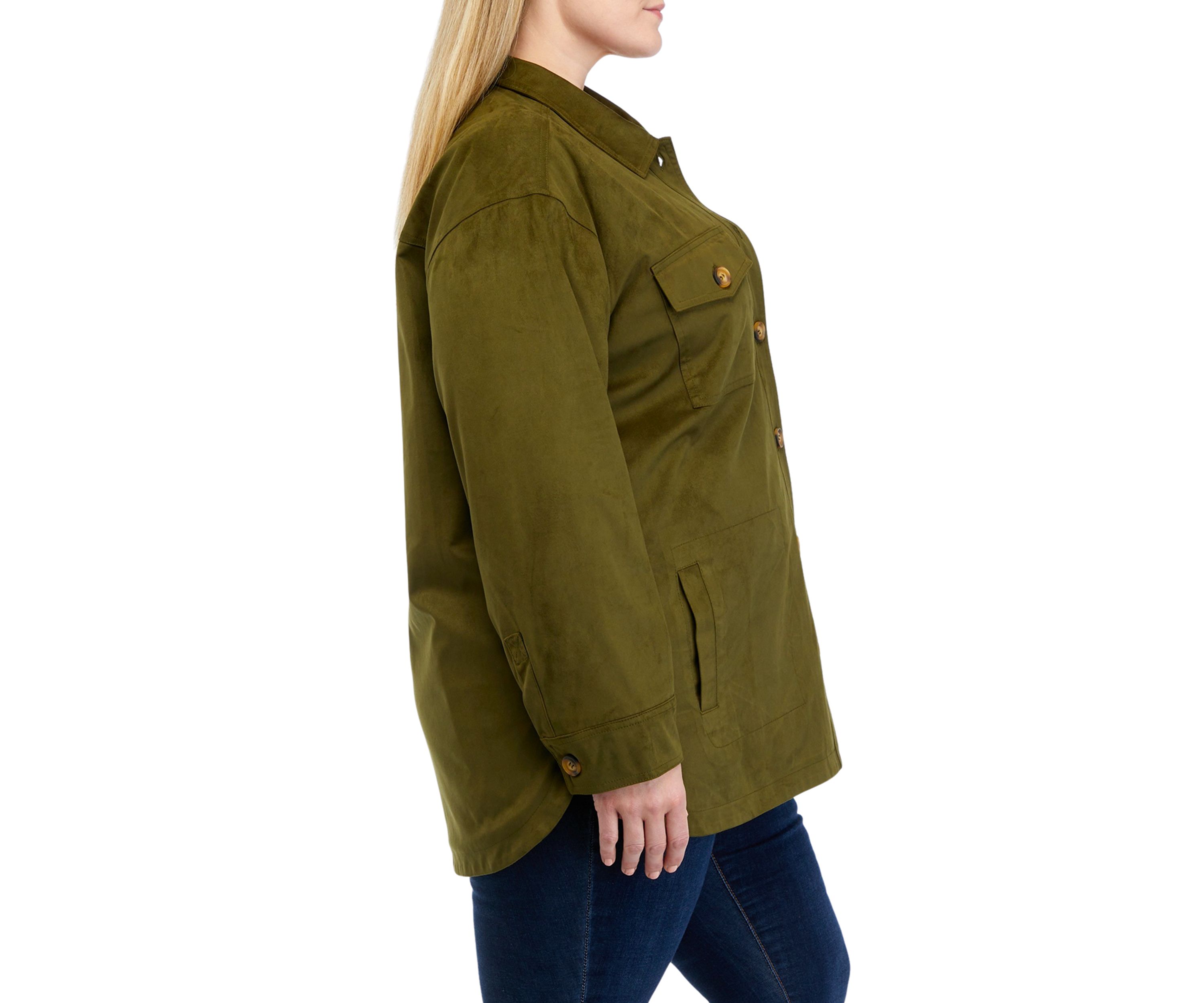 Plus Size Faux Suede Shacket 