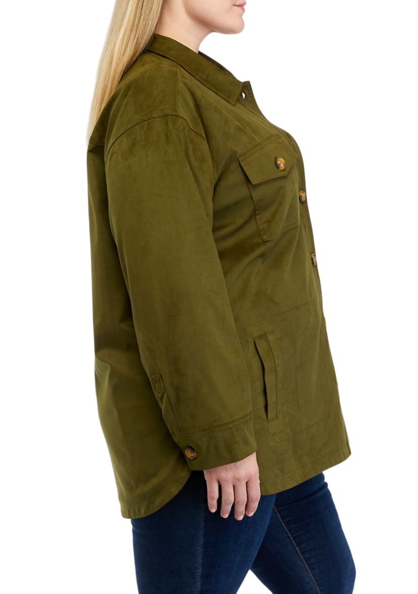 Plus Size Faux Suede Shacket 