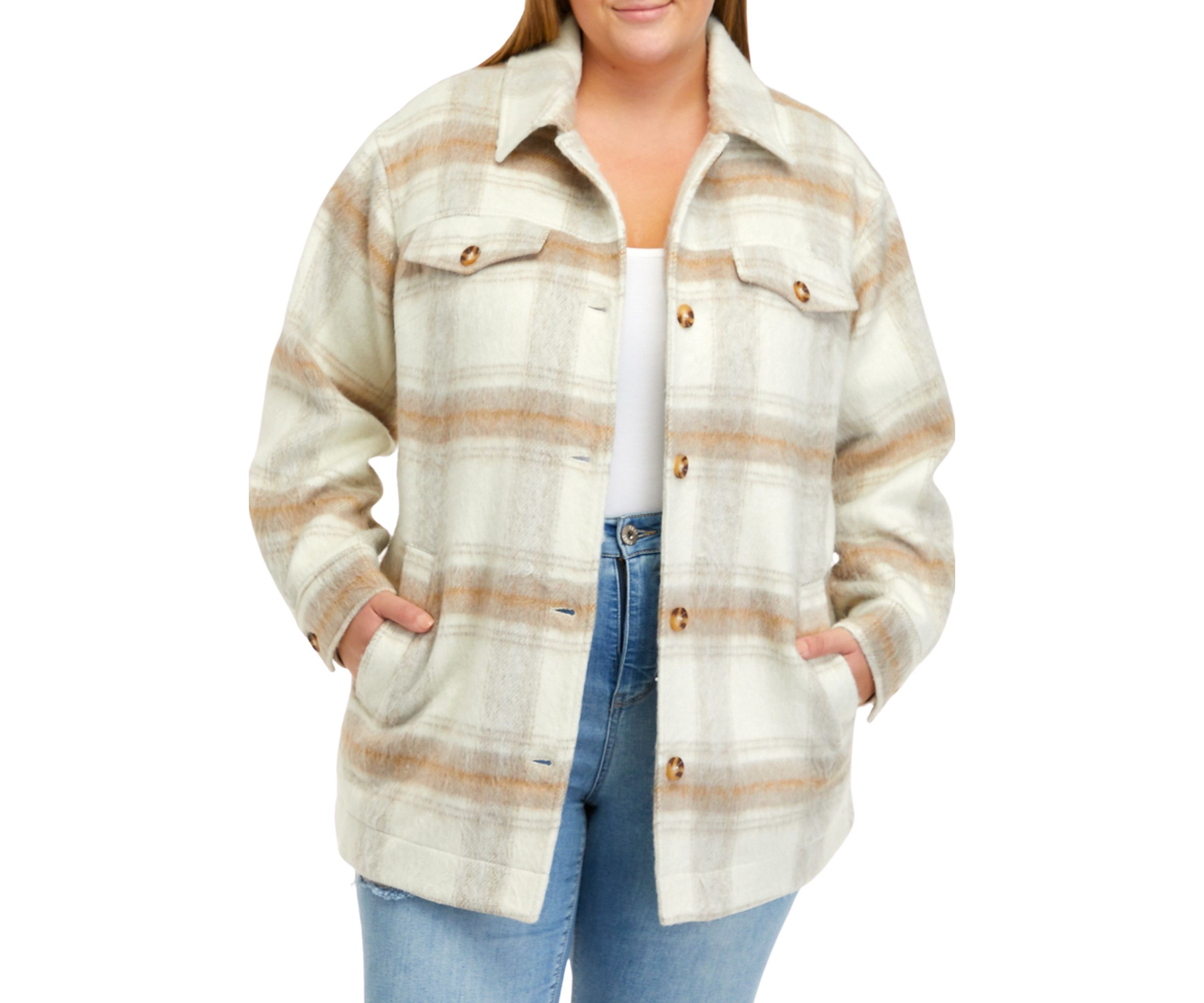 Plus Size Faux Wool Shacket