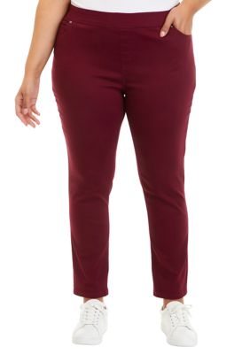 Kim Rogers Pants Women Size 12 Average Red Stretch Tummy Control Pull On  33x29