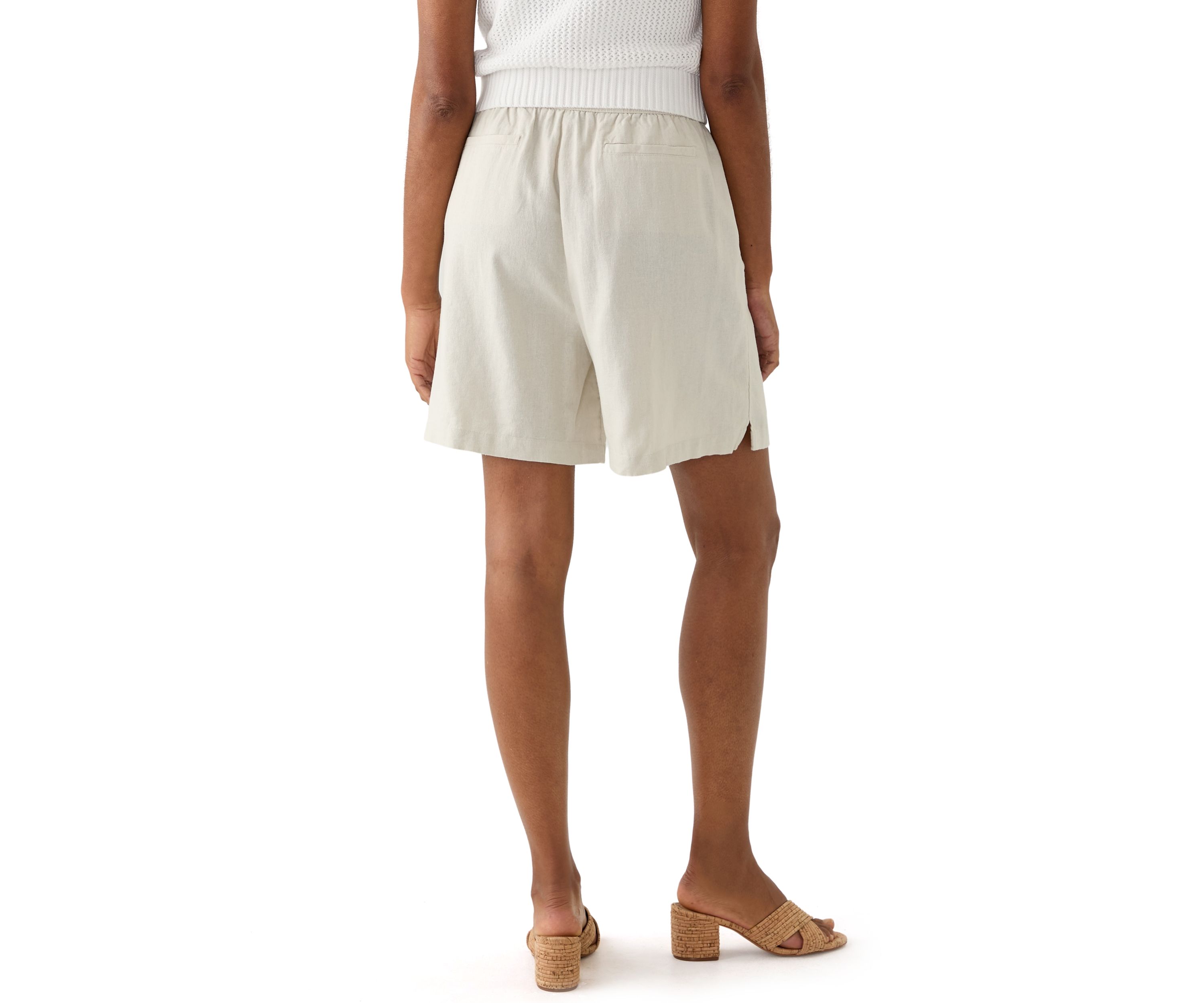 Womens Pull On Linen Shorts