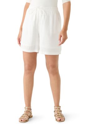 Kim Rogers Women's Pull On Linen Shorts, White, Large