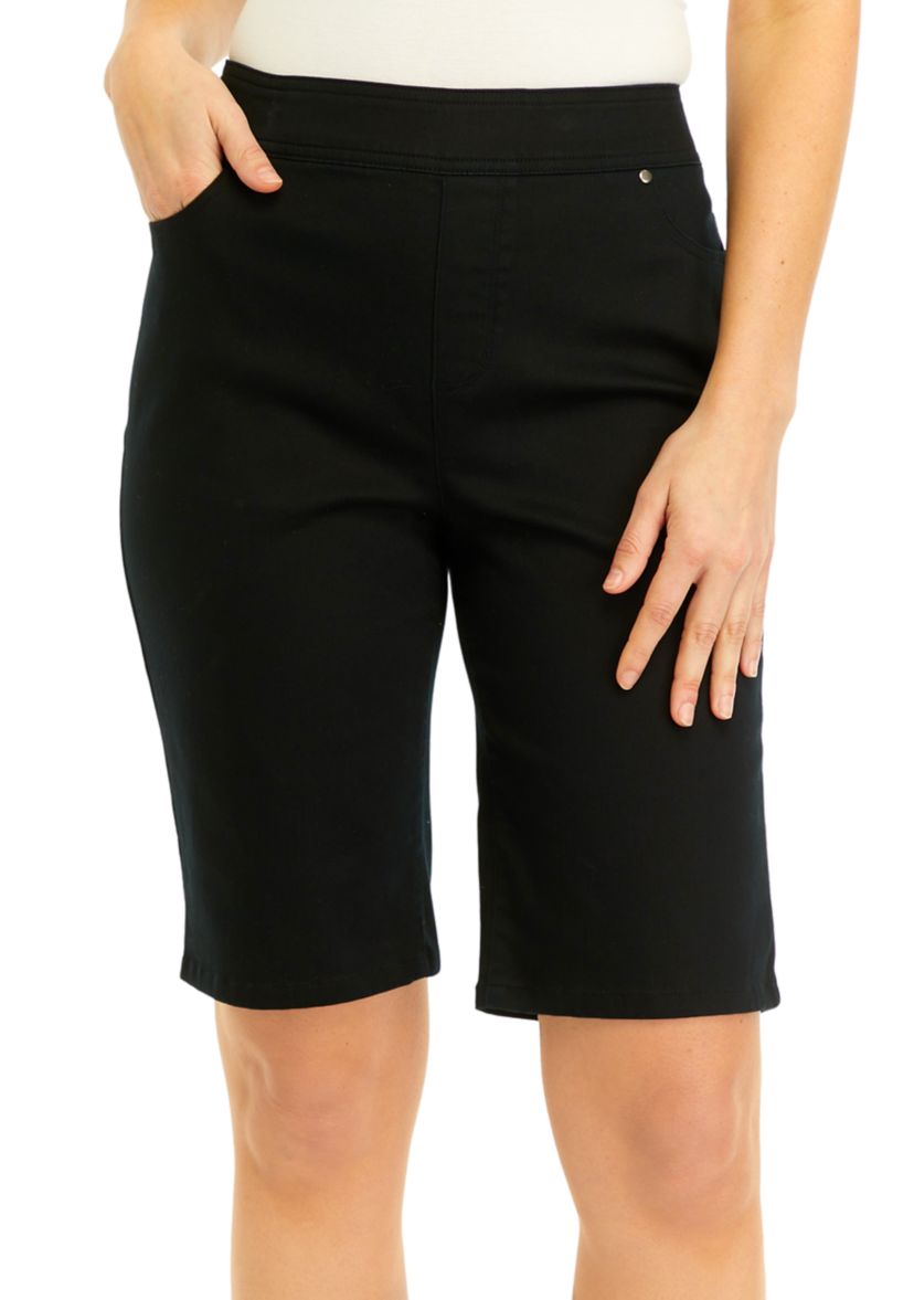 Womens Cotton Solid Bermuda Shorts
