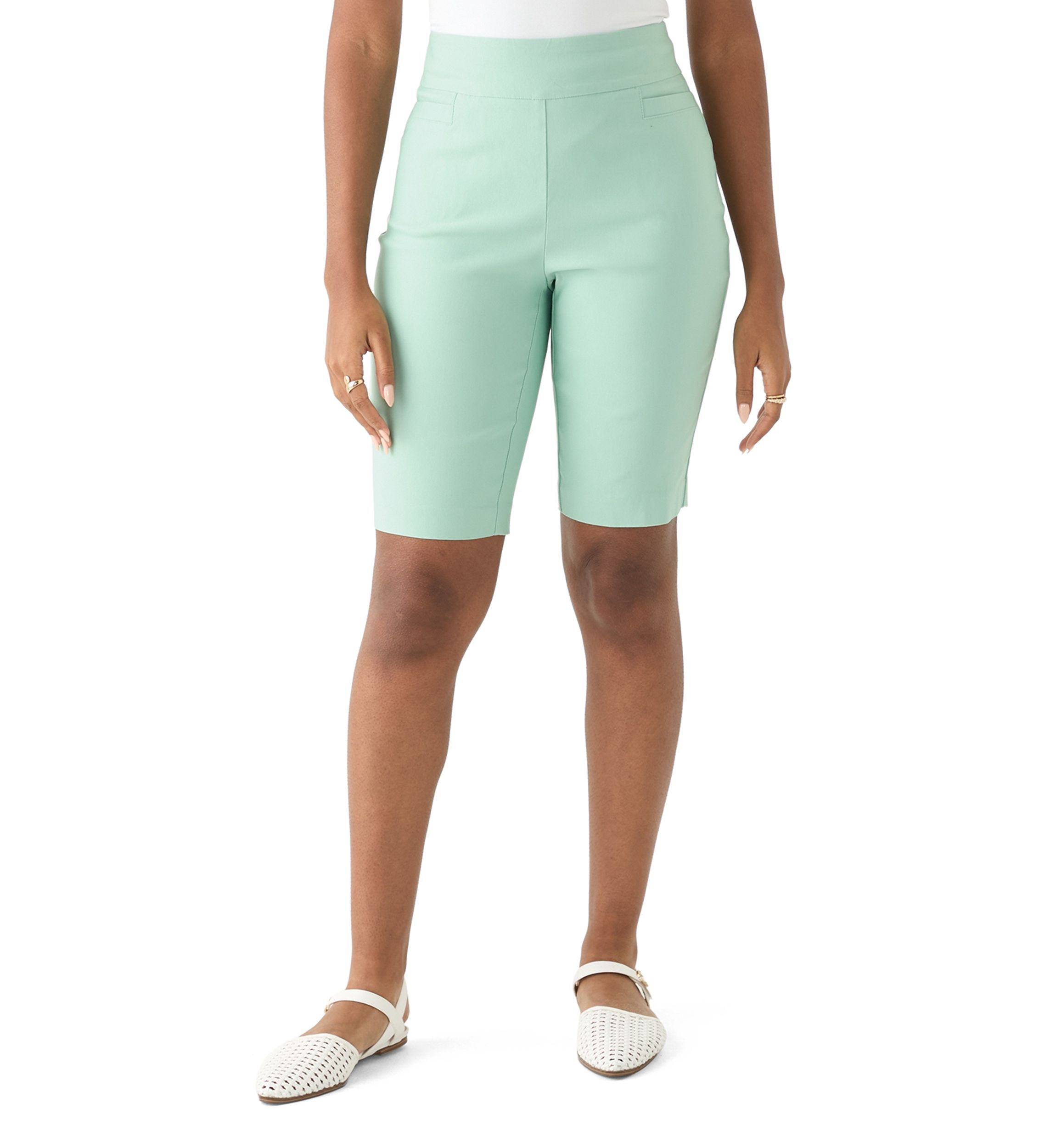 	  Womens Solid Bermuda Shorts 