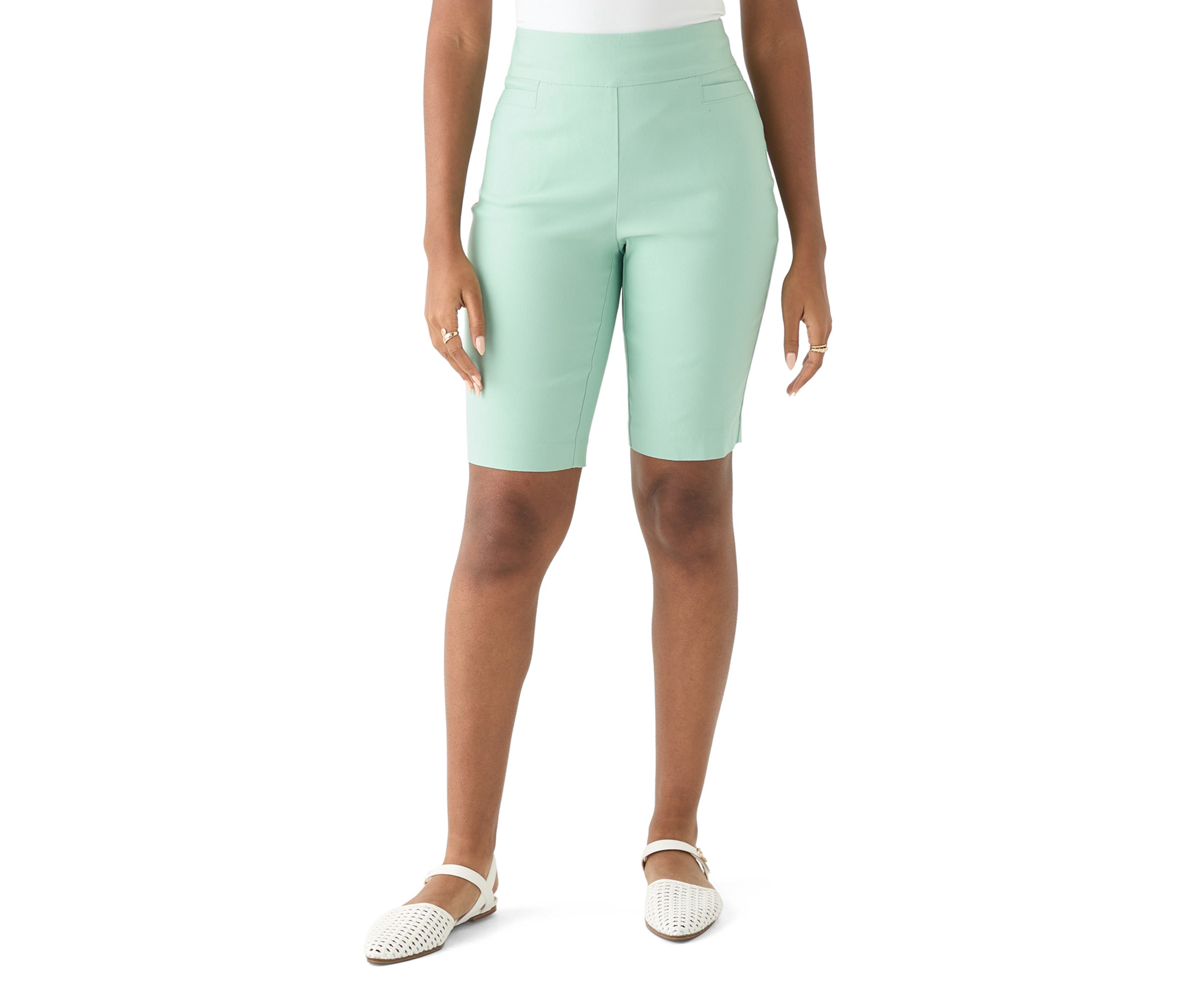 	  Womens Solid Bermuda Shorts 
