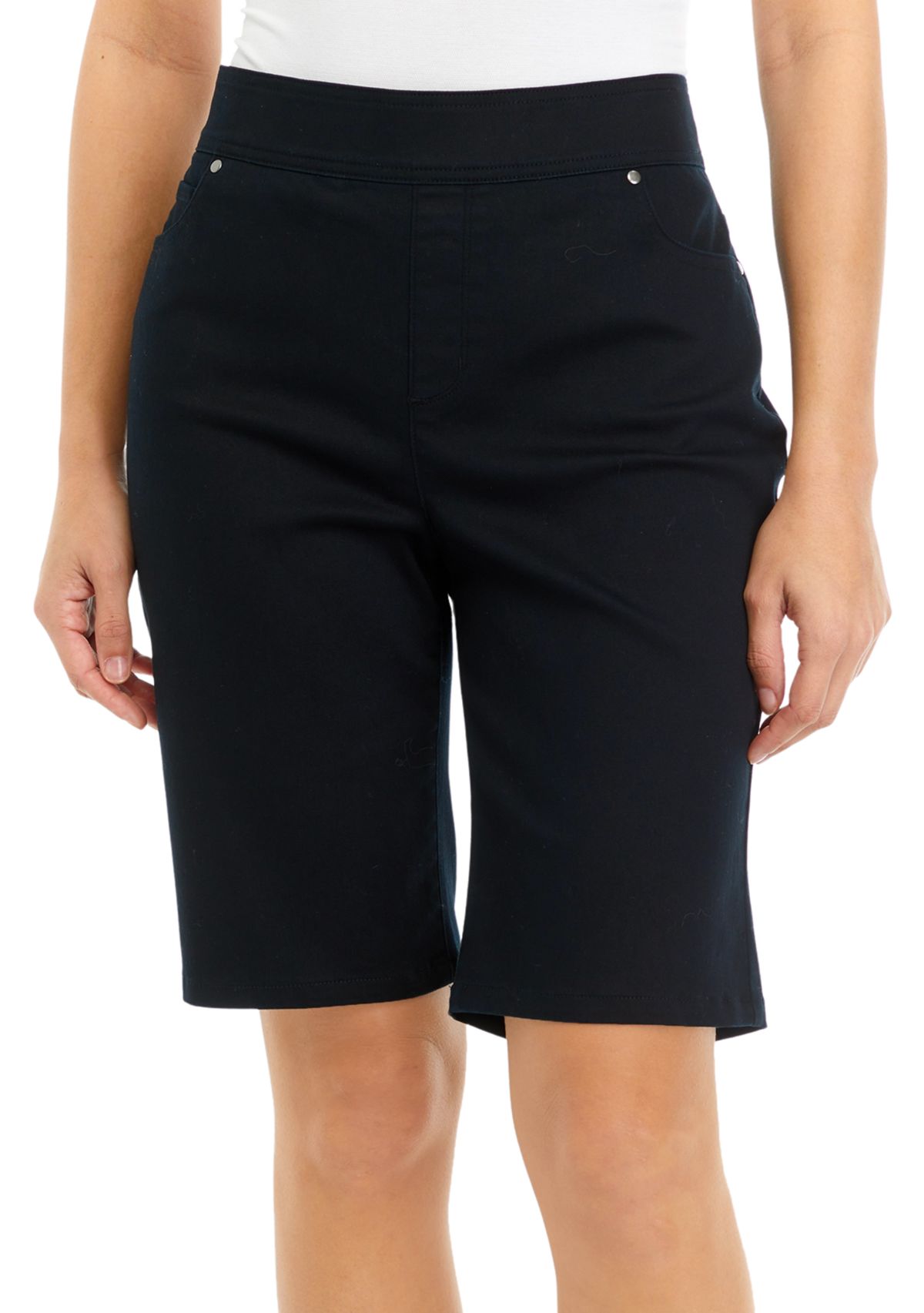 Petite Cotton Solid Bermuda Shorts 