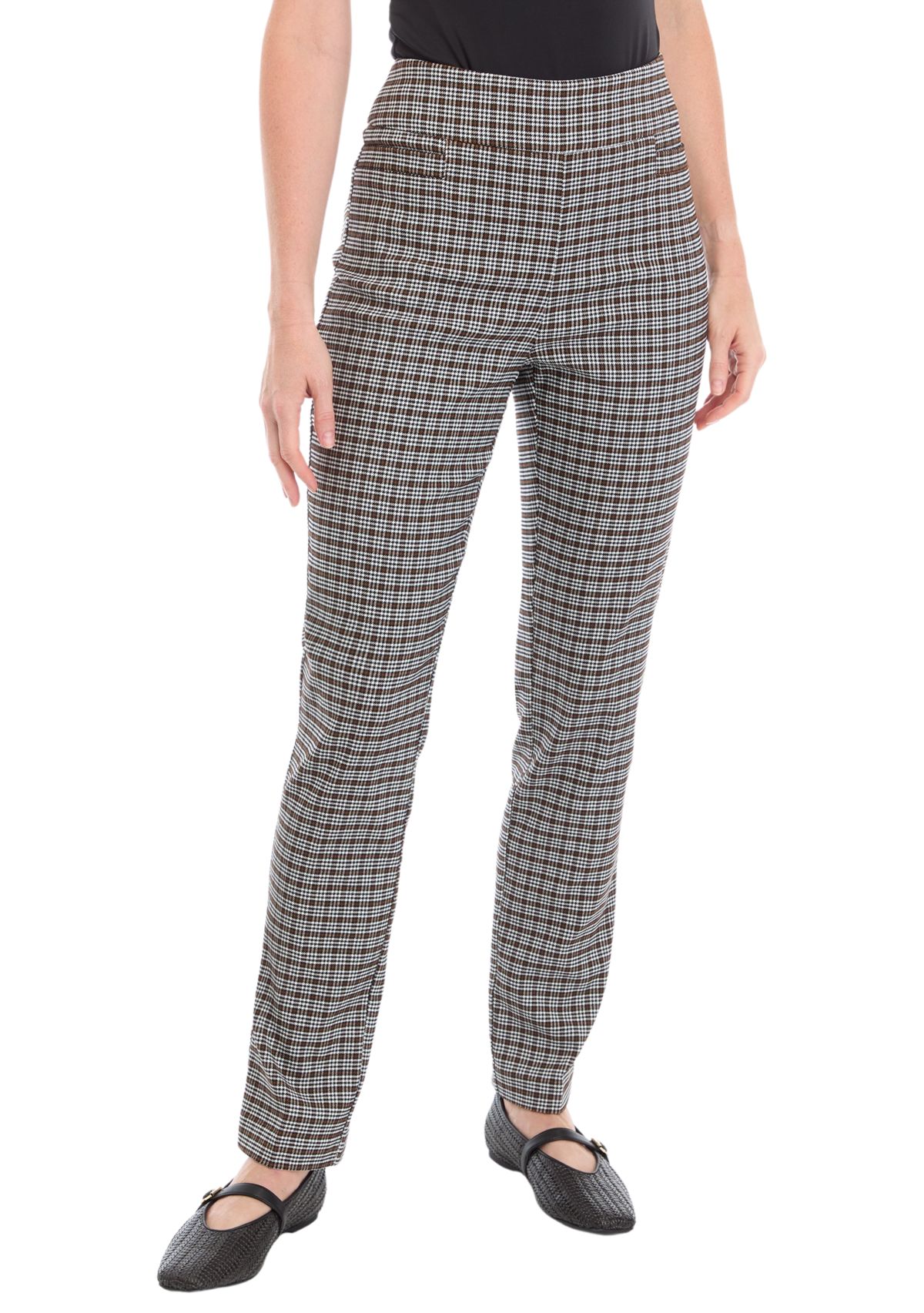 Womens Festive Plaid Lurex Pants