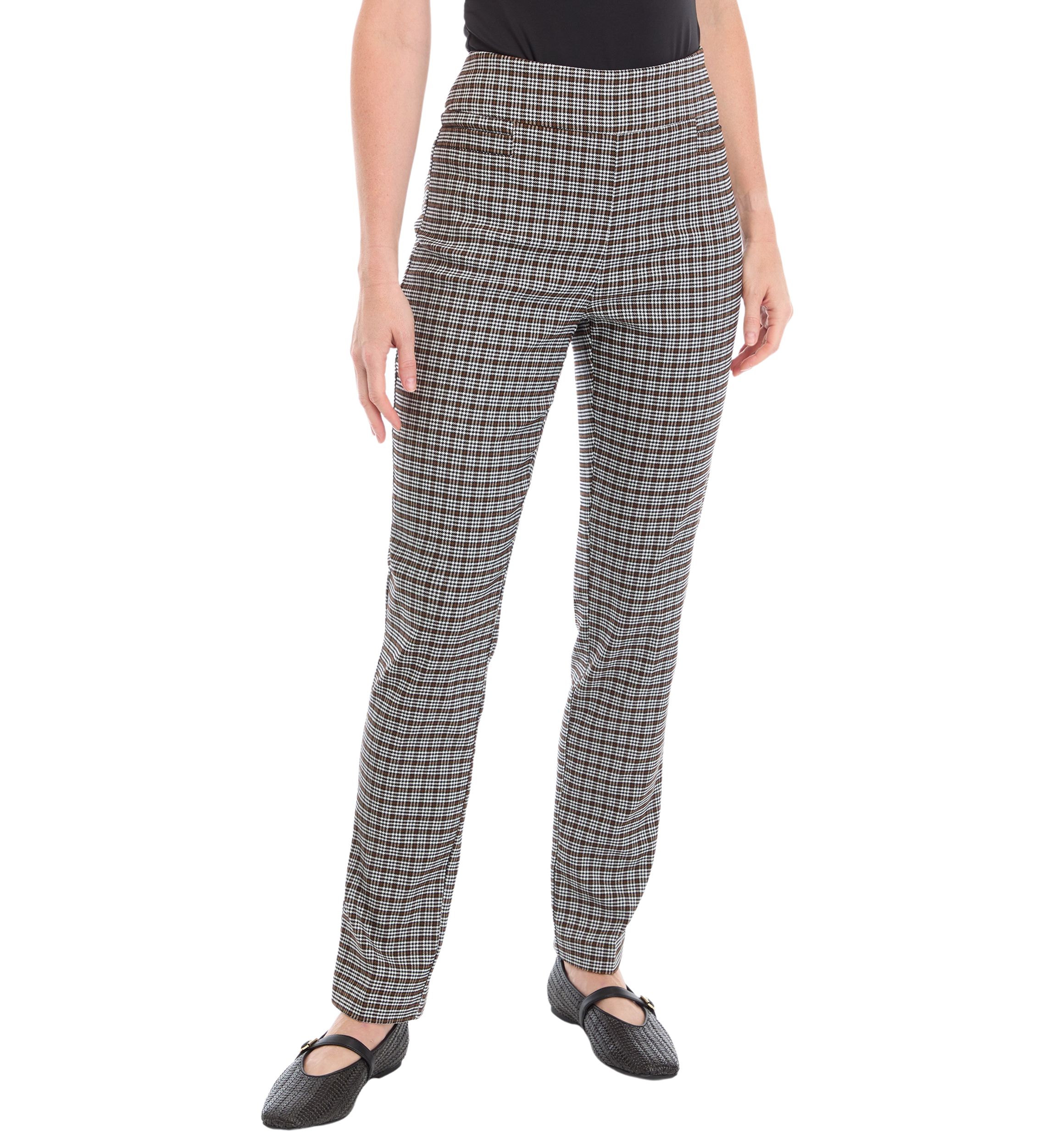 Womens Festive Plaid Lurex Pants