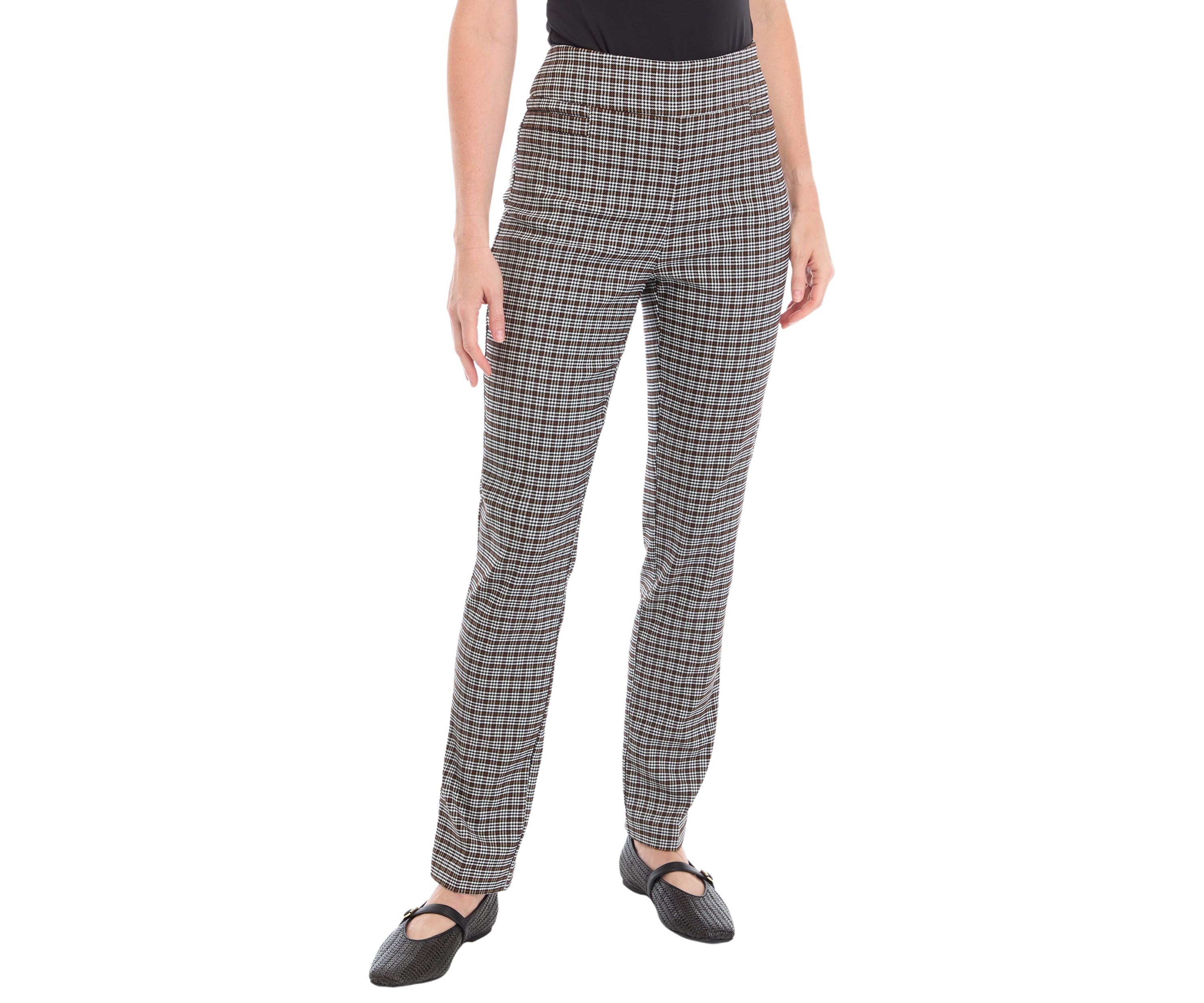 Womens Festive Plaid Lurex Pants
