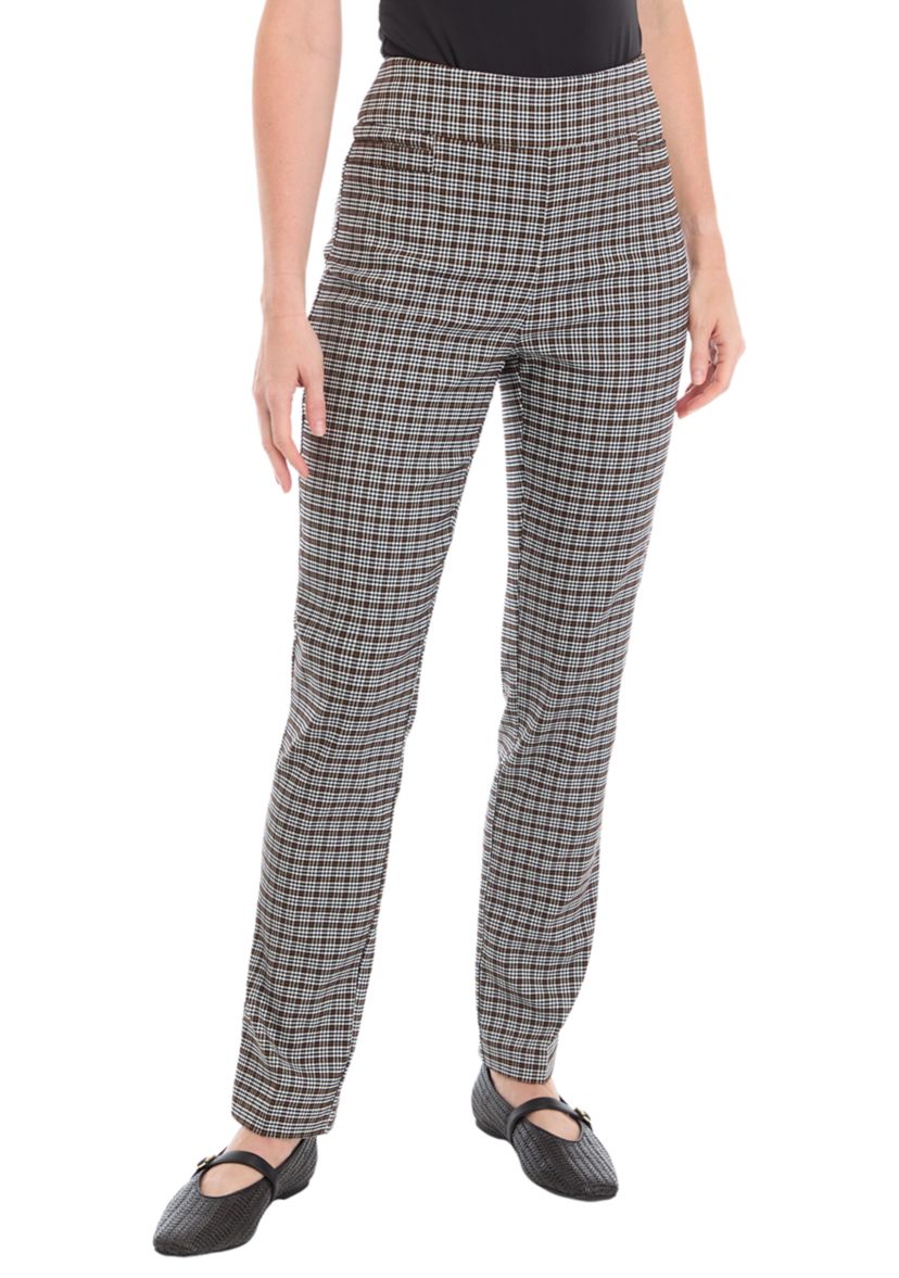 Womens Festive Plaid Lurex Pants